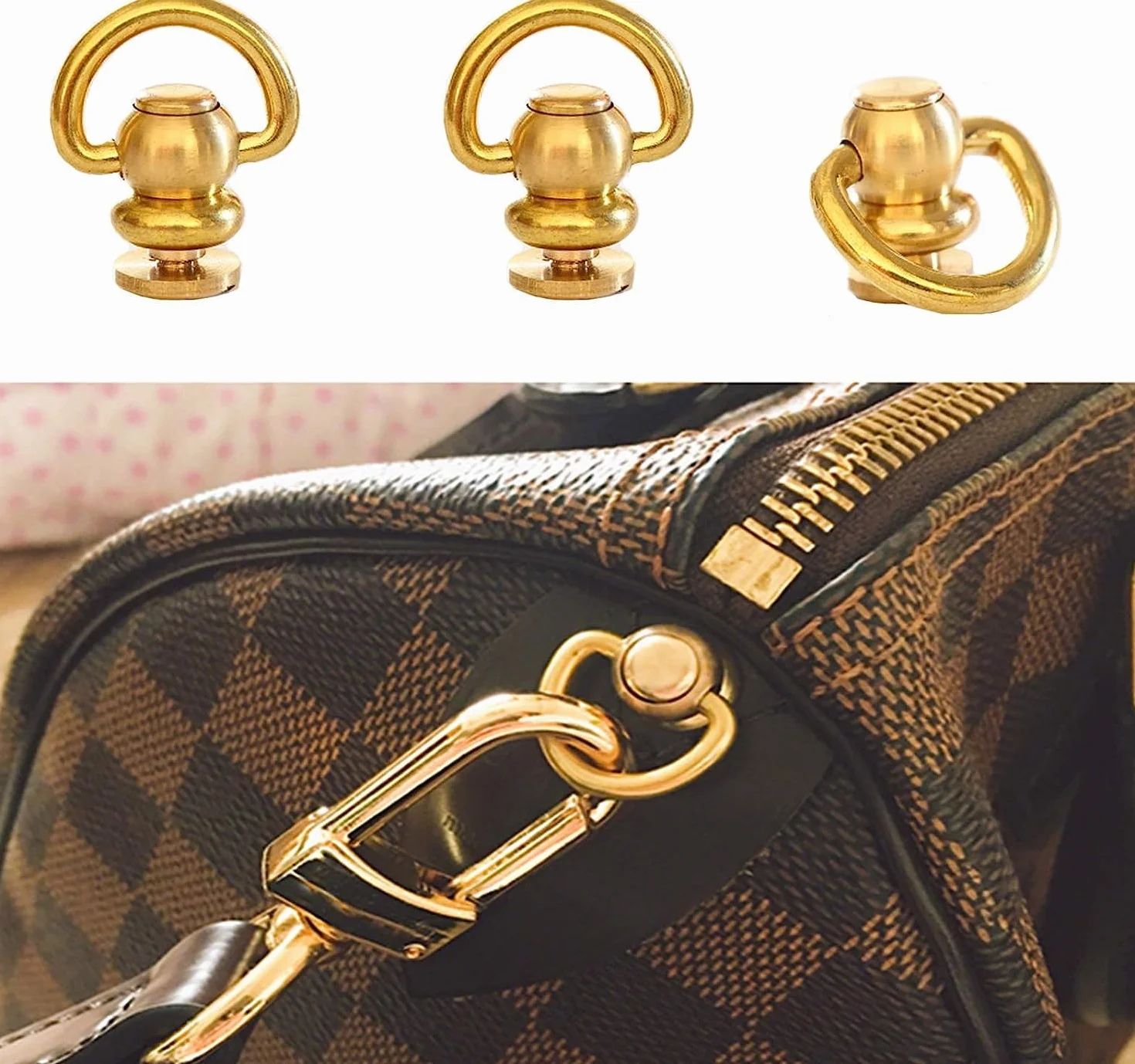 Rivetto Dorato con Anello per Artigianato in Pelle DIY 4 Pezzi
