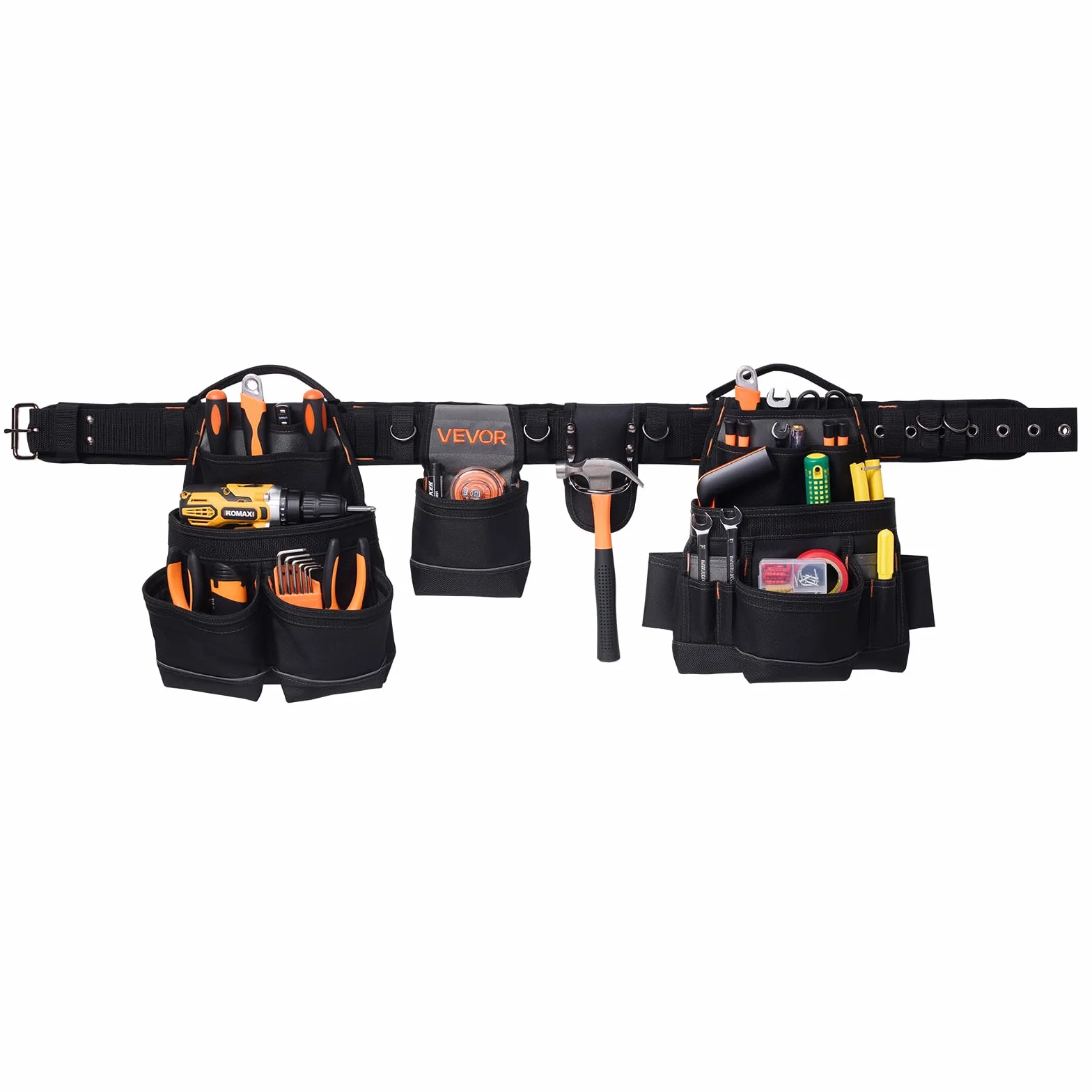 VEVOR Marsupio Porta Attrezzi Elettricista 18 Tasche Borsa Lavoro Staccabile Vita Regolabile 80-131 cm