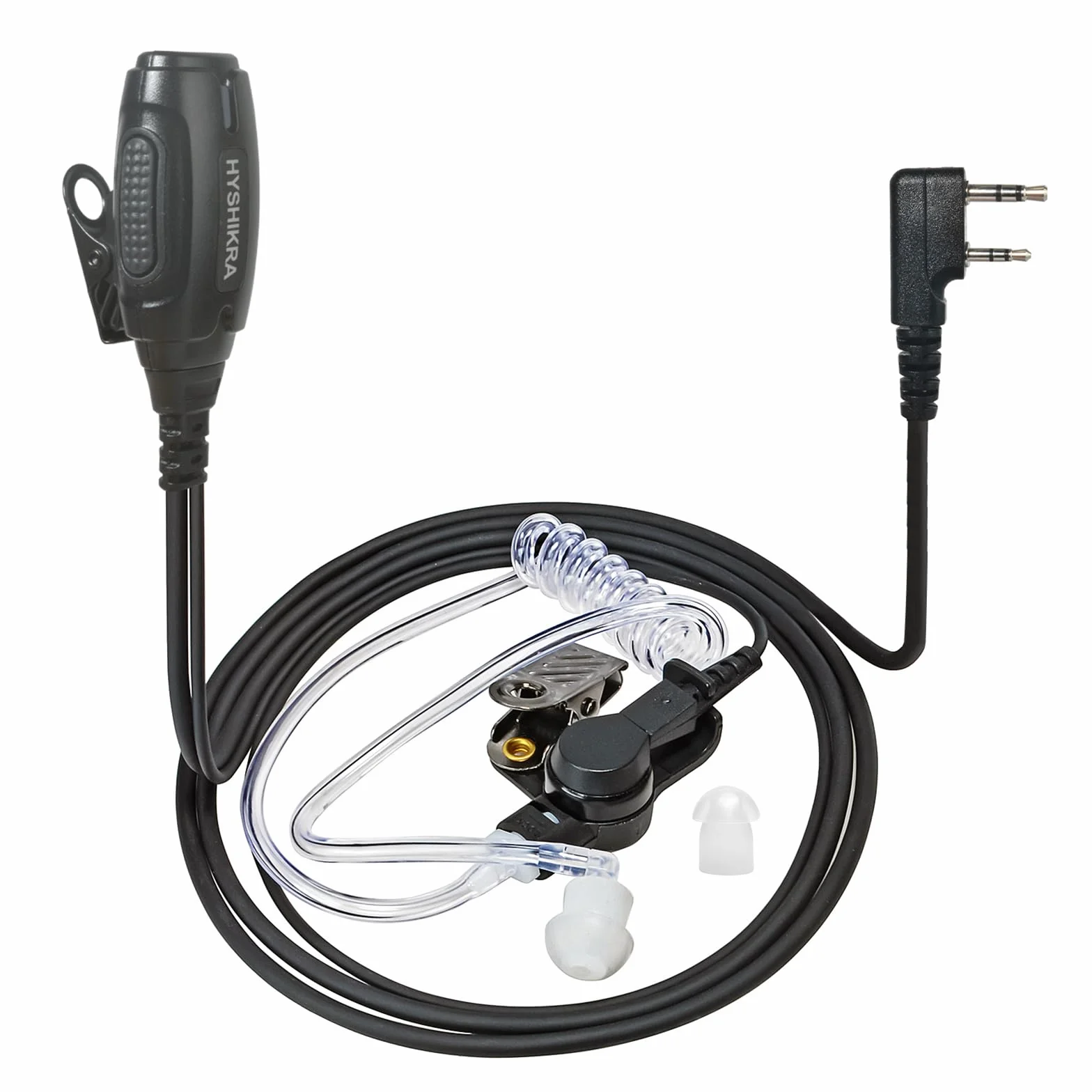 Cuffia con microfono 2 pin con pulsante PTT grande, compatibile con Kenwood eSnic Baofeng UV-5R Auricolare per radio bidirezionale per guardie del corpo di sicurezza (Tubo acustico, 1)