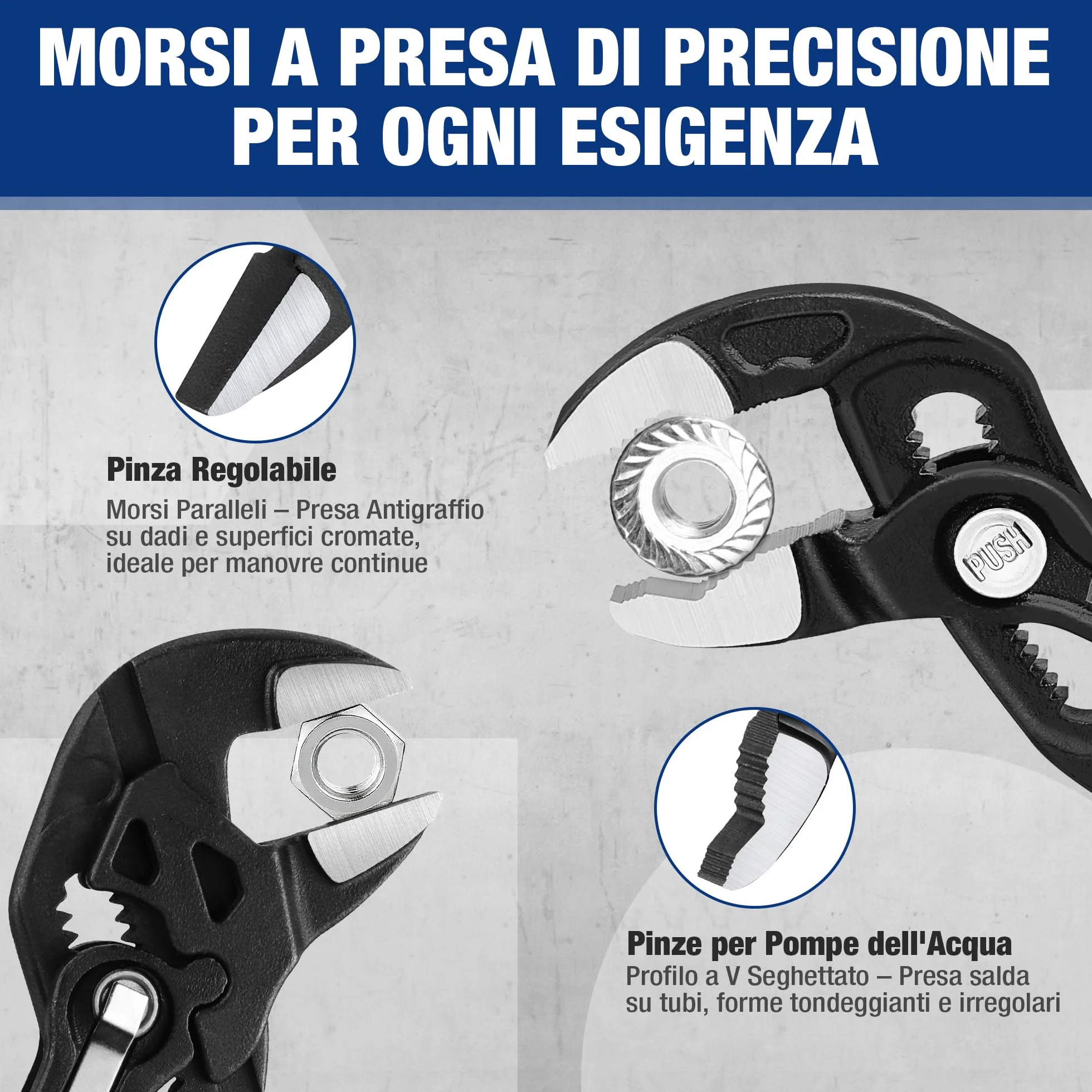 WOKRPRO Set di 2 Pinze Idraulico da 180 mm, Pinza a Pappagallo, Acciaio CrV, Apertura 40/42 mm