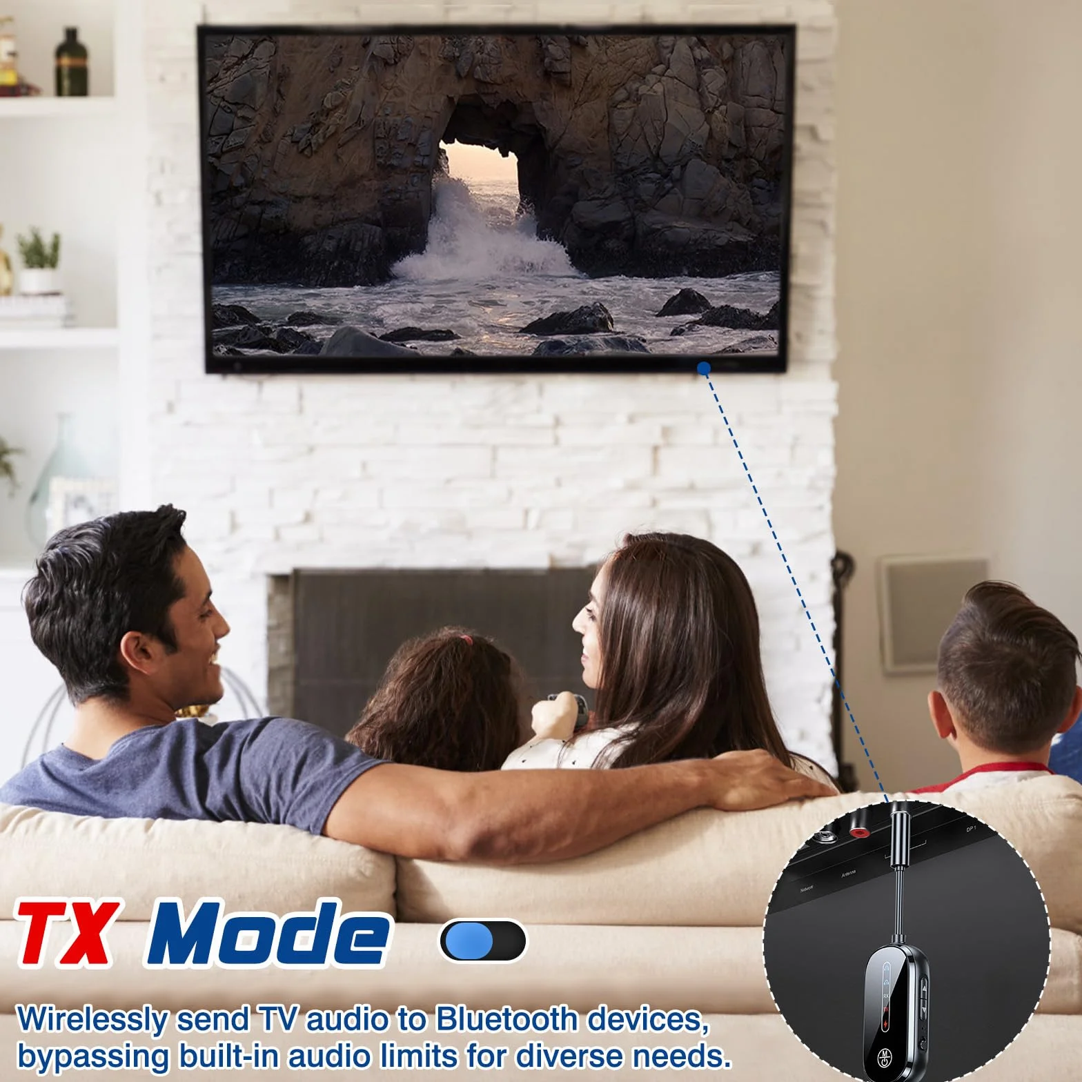CAUTIOUS 5.4 Ricevitore Bluetooth Aux, 2 in 1 Adattatore Trasmettitore Ultimo Modello, Stabile Trasmettitore Bluetooth per Tv, Cuffie 3.5mm, Adattatore Bluetoot Auto per TV, Telefono Mobile