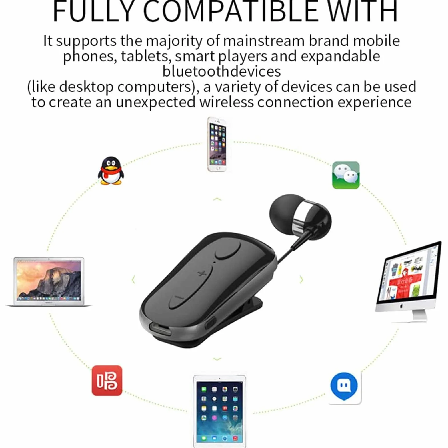 Auricolare Bluetooth Business, Auricolare Senza Fili con Microfono, Bluetooth V4.1, Vivavoce, 120 Ore di Standby, Compatibile per iPhone Cellulare Android