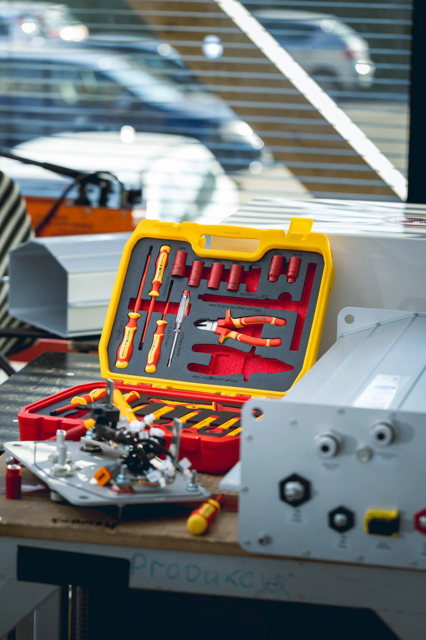 HÖGERT TECHNIK Set 25 narzędzi elektryka izolowanych 1000 V, śrubokręty płaskie i krzyżowe, szczypce, próbnik napięcia, walizka plastikowa