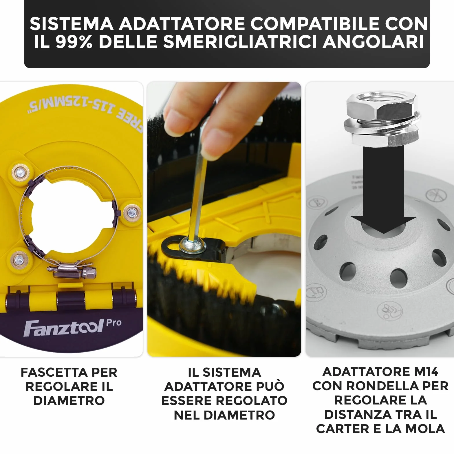 FANZTOOL Nuova Cuffia Aspirazione Smerigliatrice con Mola a Tazza Diamantata 125 mm