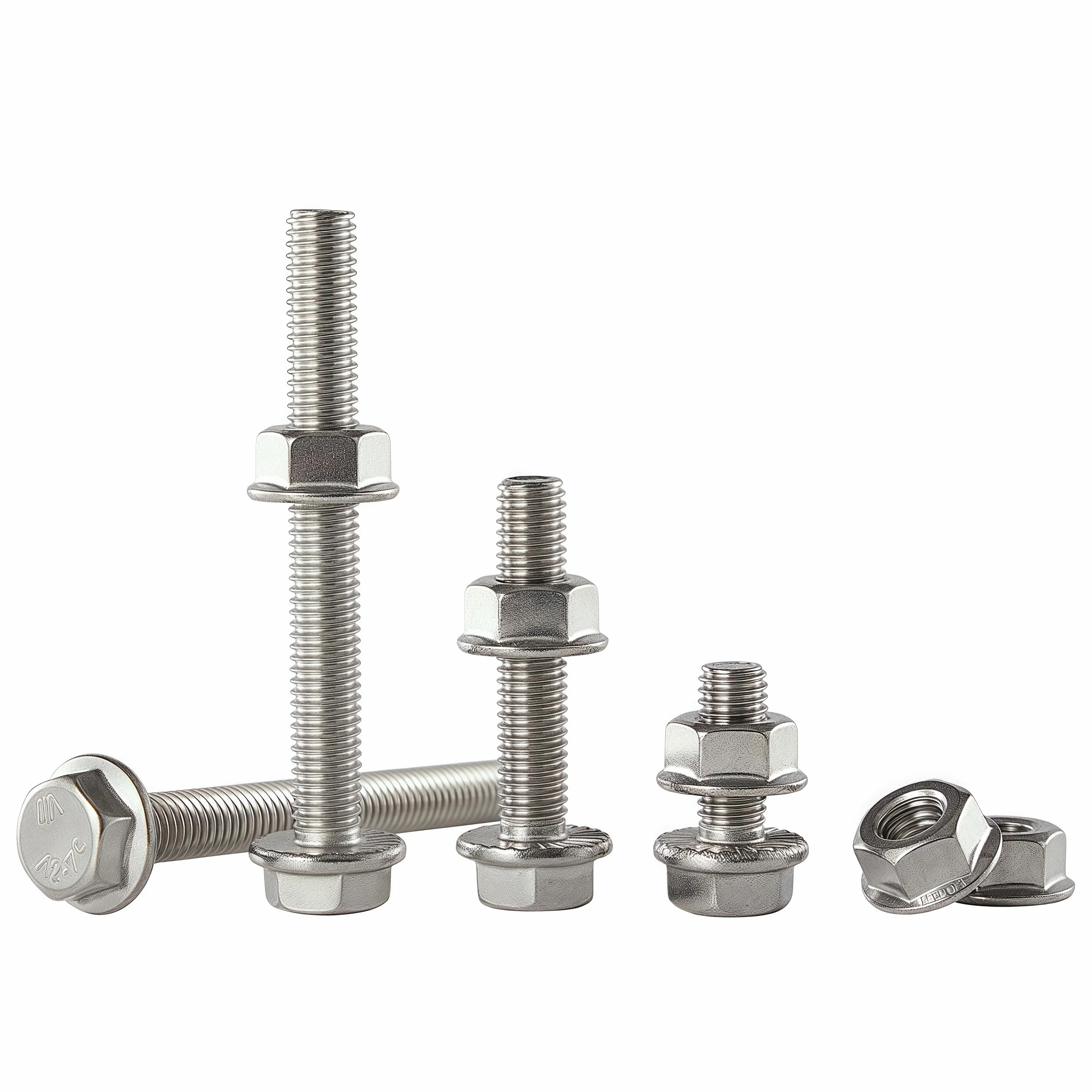 Set bulloni dadi flangia M10 1,5x25 mm acciaio inox 304 A2-70 autobloccanti