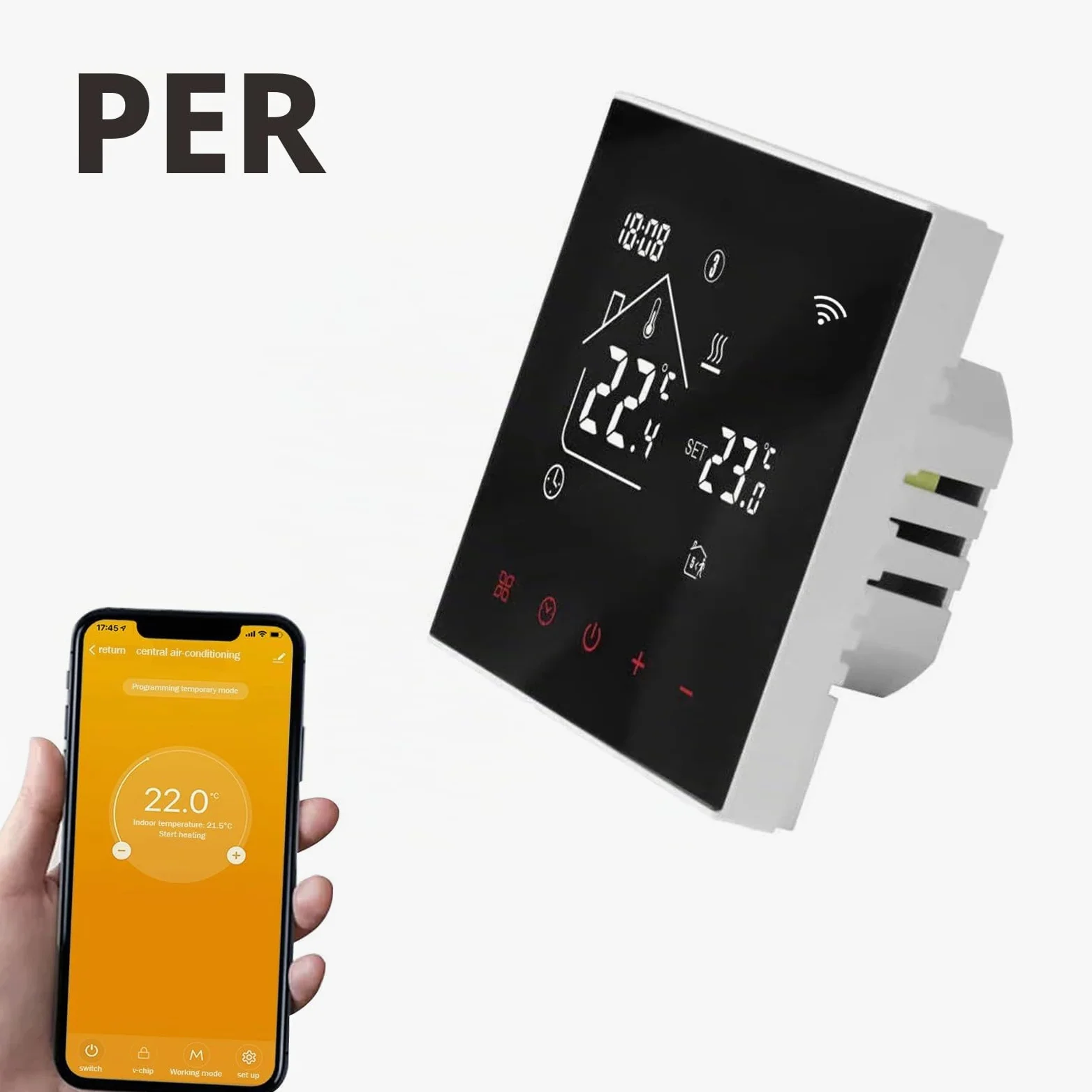 Tuya WiFi Termostato per riscaldamento a pavimento, con display a LED, touch screen, termostato digitale, compatibile con Alexa, Google Home (nero, acqua e riscaldamento a pavimento 3A)