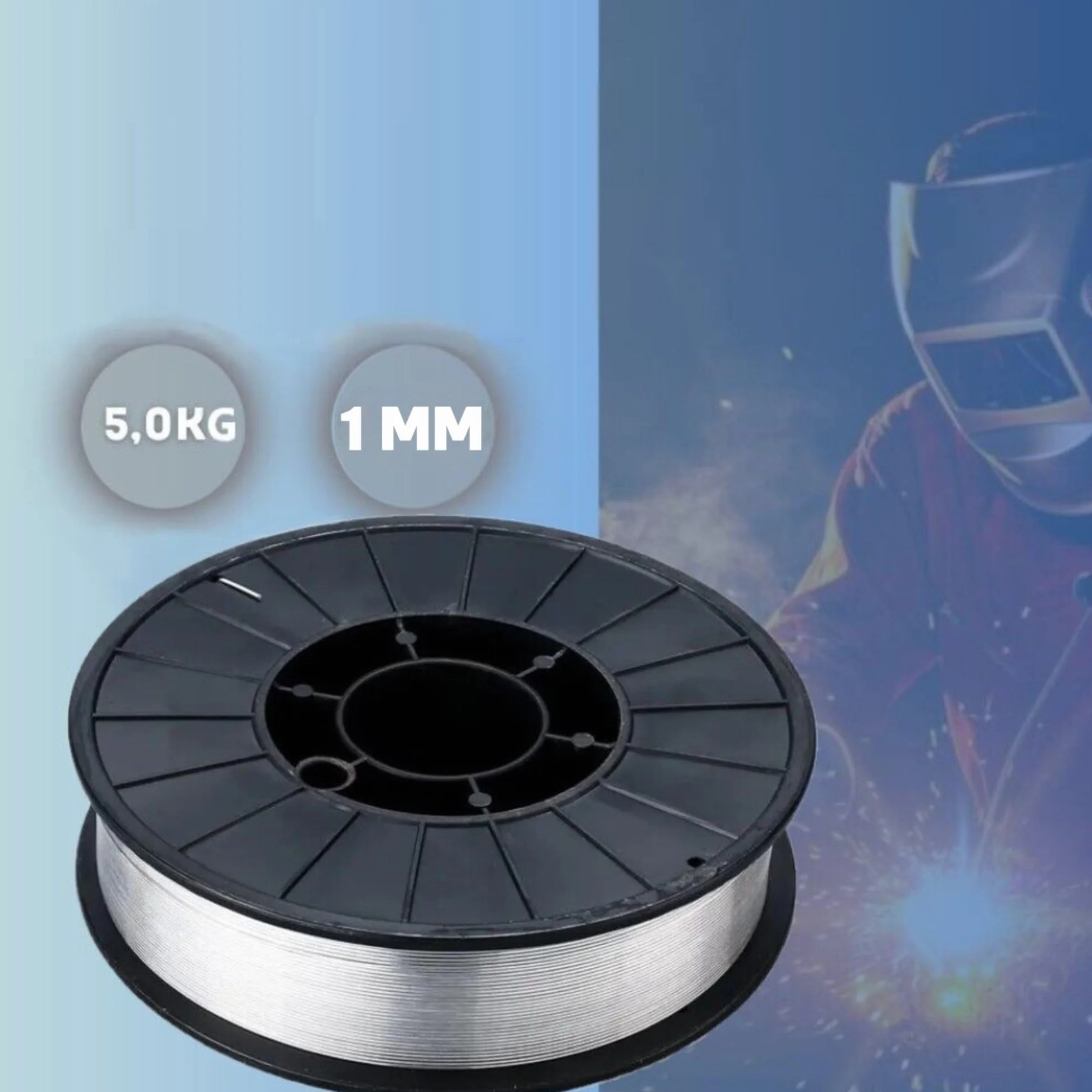 Filo Animato No Gas 1 mm 5 kg per Saldatrice MIG – Bobina Acciaio Alta Resistenza