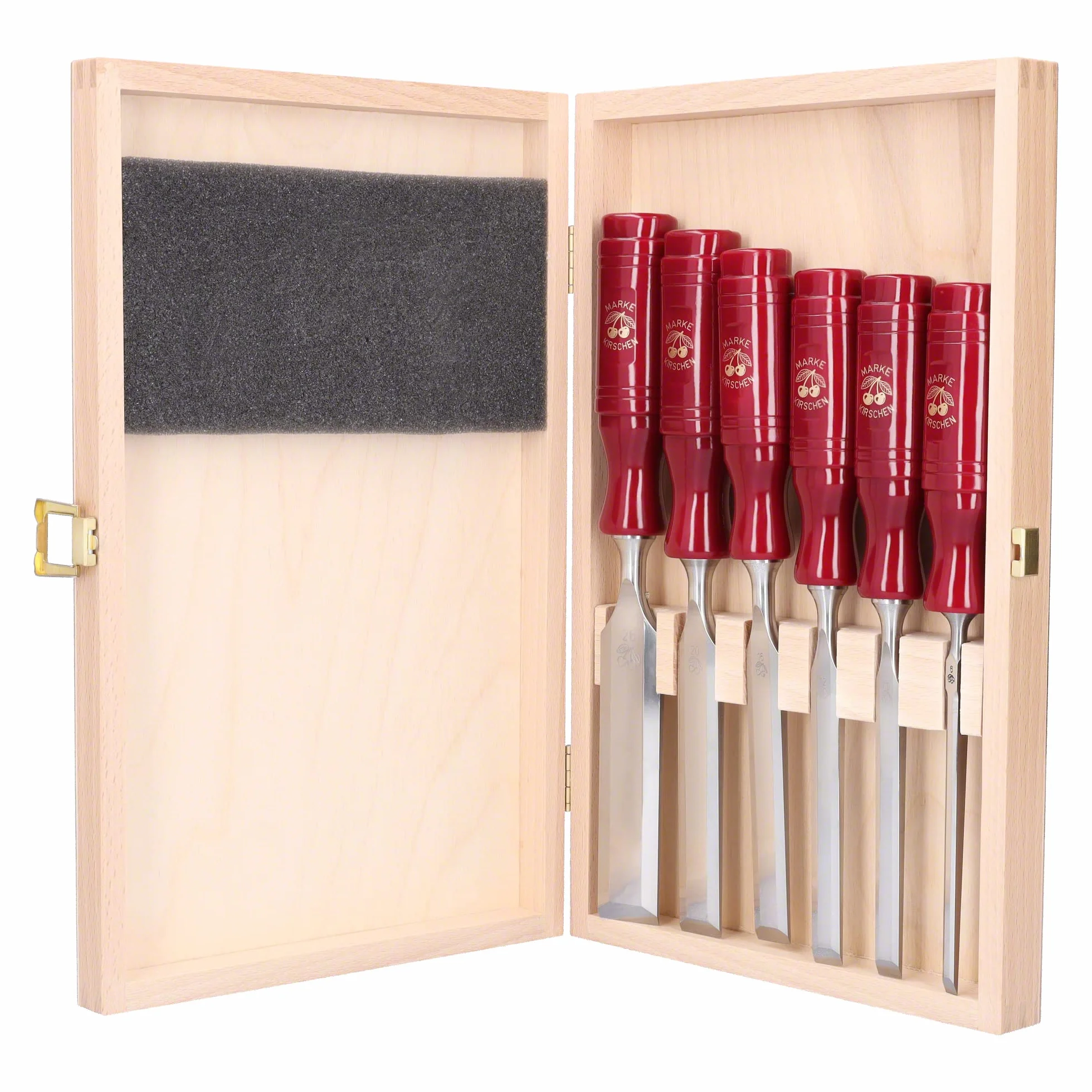 KIRSCHEN Werkzeuge Set di 6 scalpelli con manico in plastica in scatola di legno 6-26 mm