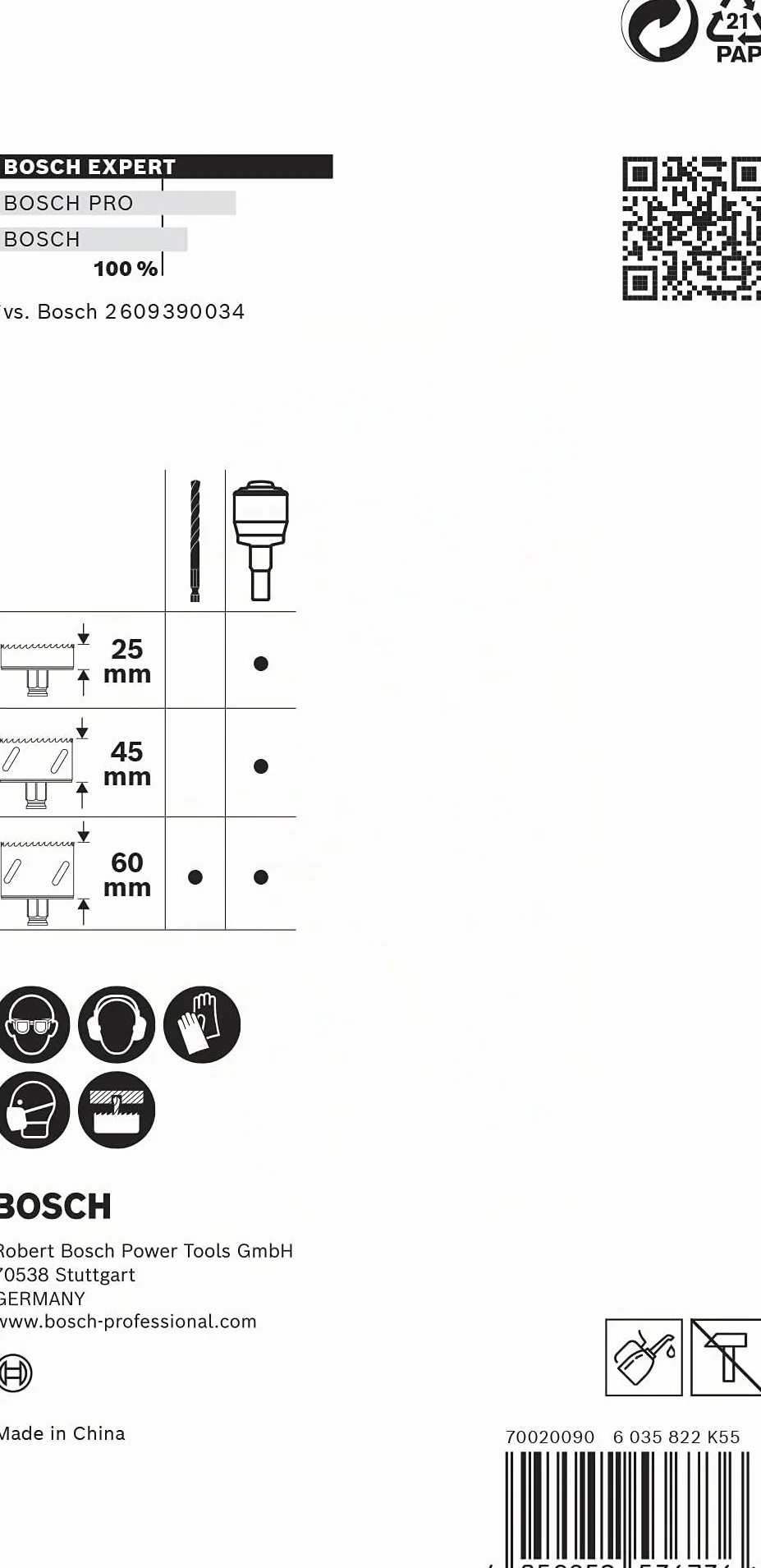 Bosch Professional Adattatore per Sistema di Seghe a Tazza Expert Power Change Plus Ø 7.15 mm