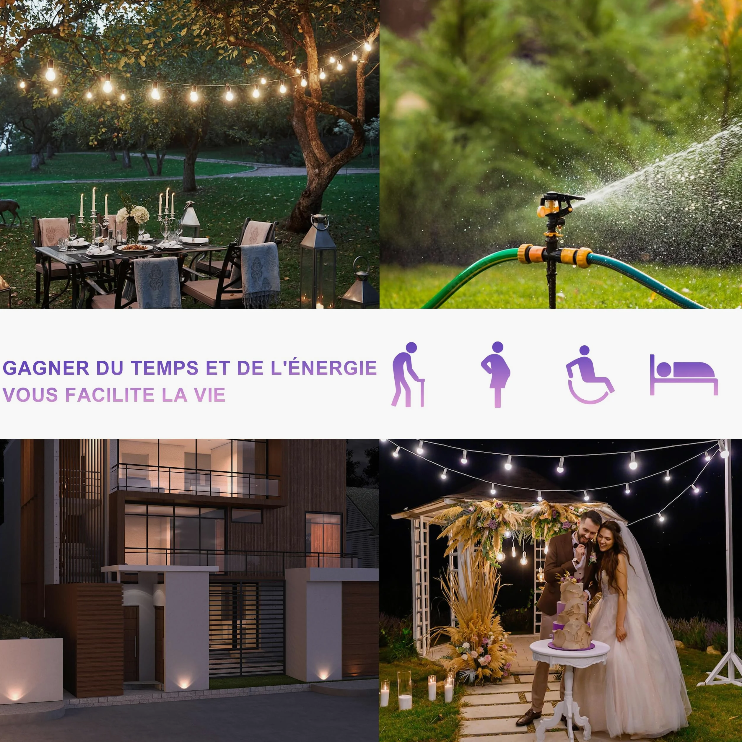 UCOMEN Outdoor Prise WLAN avec mesure de courant Prise Smart Home Alexa Lot de 4er Fonctionne avec Alexa/Google Home, Accessori Alexa, WiFi 2.4GHz uniquement, 3680W
