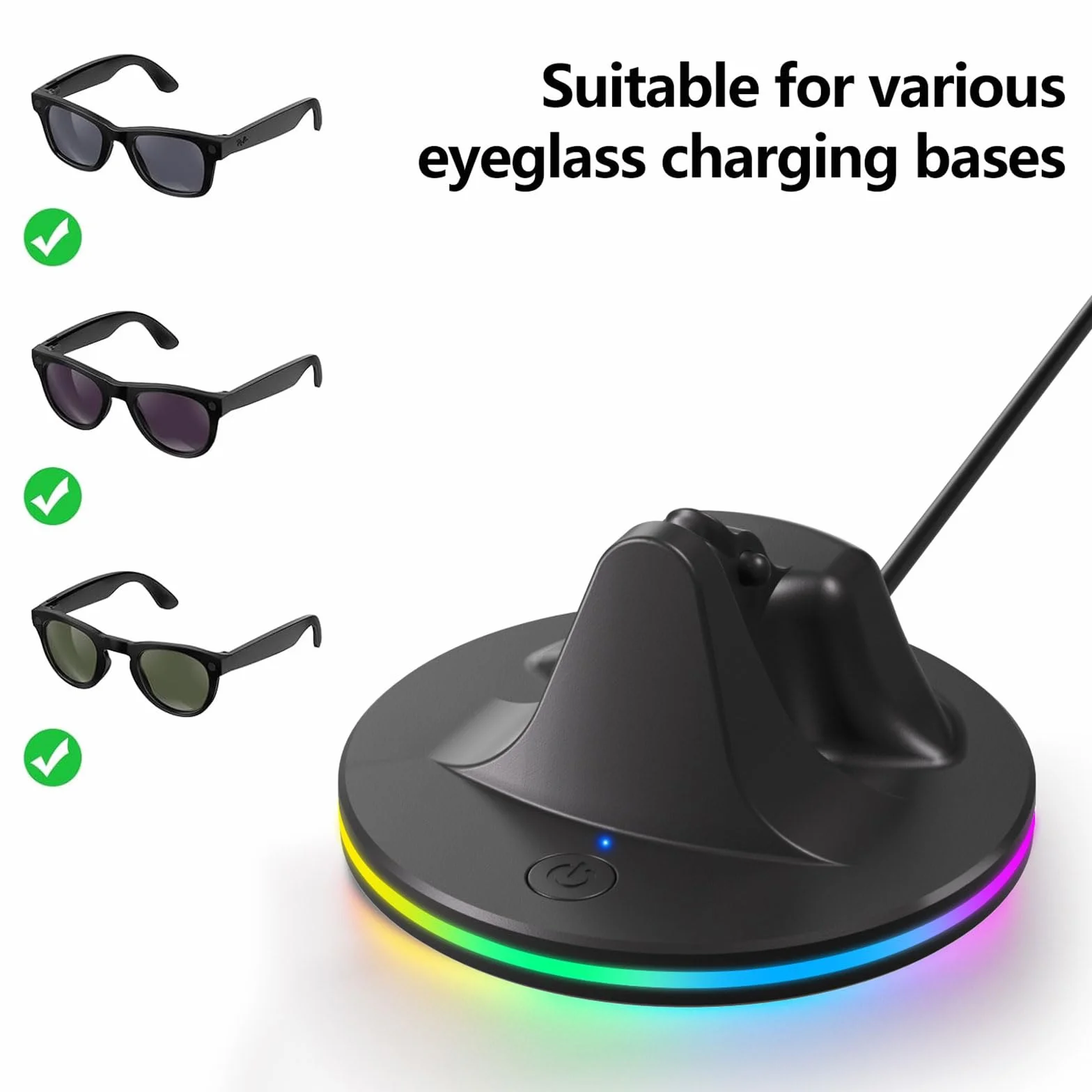 Moderna compatta per Ray Smartests Glass | Alloggiamento in ABS con ricarica sicura e Quick Power Quick Dock, piattaforma sicura, moderno compatto