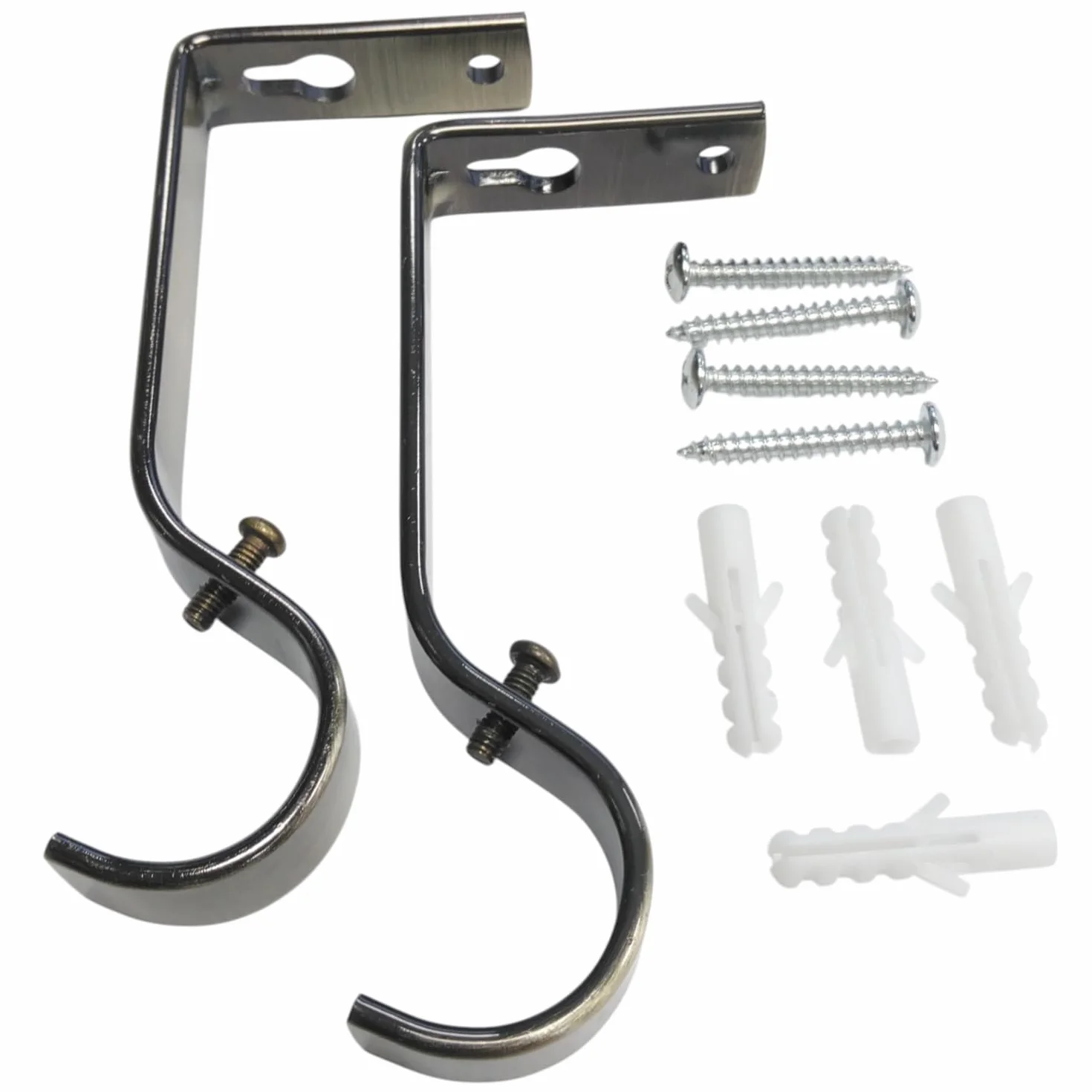Bulk Hardware BH03239 Staffa di Supporto a Parete per Bastone per Tende, Set di 2 Pezzi