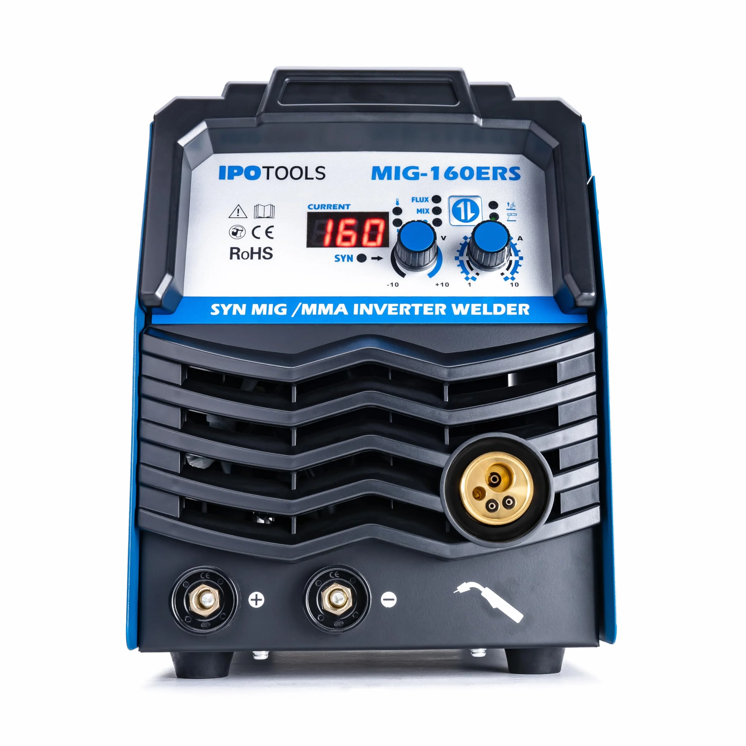 IPOTOOLS MIG-160ERS 5 in 1 MIG MAG Saldatrice a gas Inverter FLUX 230 V IGBT