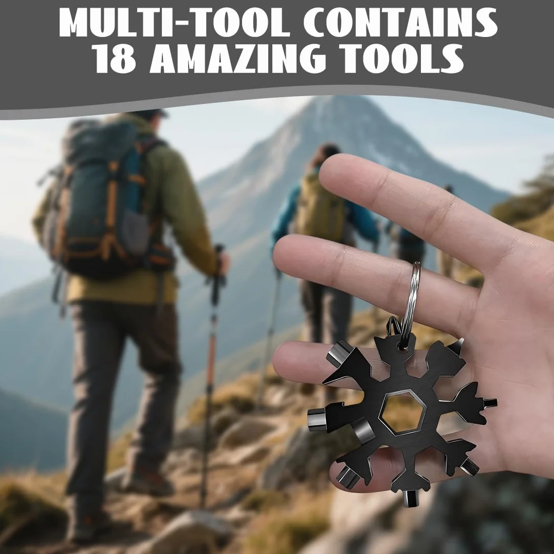 18-In-1 Multi-Tool Snowflake, Portatile Acciaio Attrezzo Campeggio Avventura