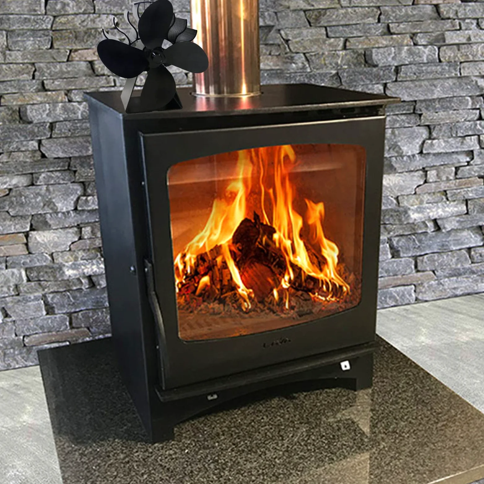 Ventilatore per stufa a legna, alimentato a calore, 4 foglie | motore silenzioso, ecologico, design non elettrico, efficiente flusso d'aria invernale, migliora la distribuzione del calore