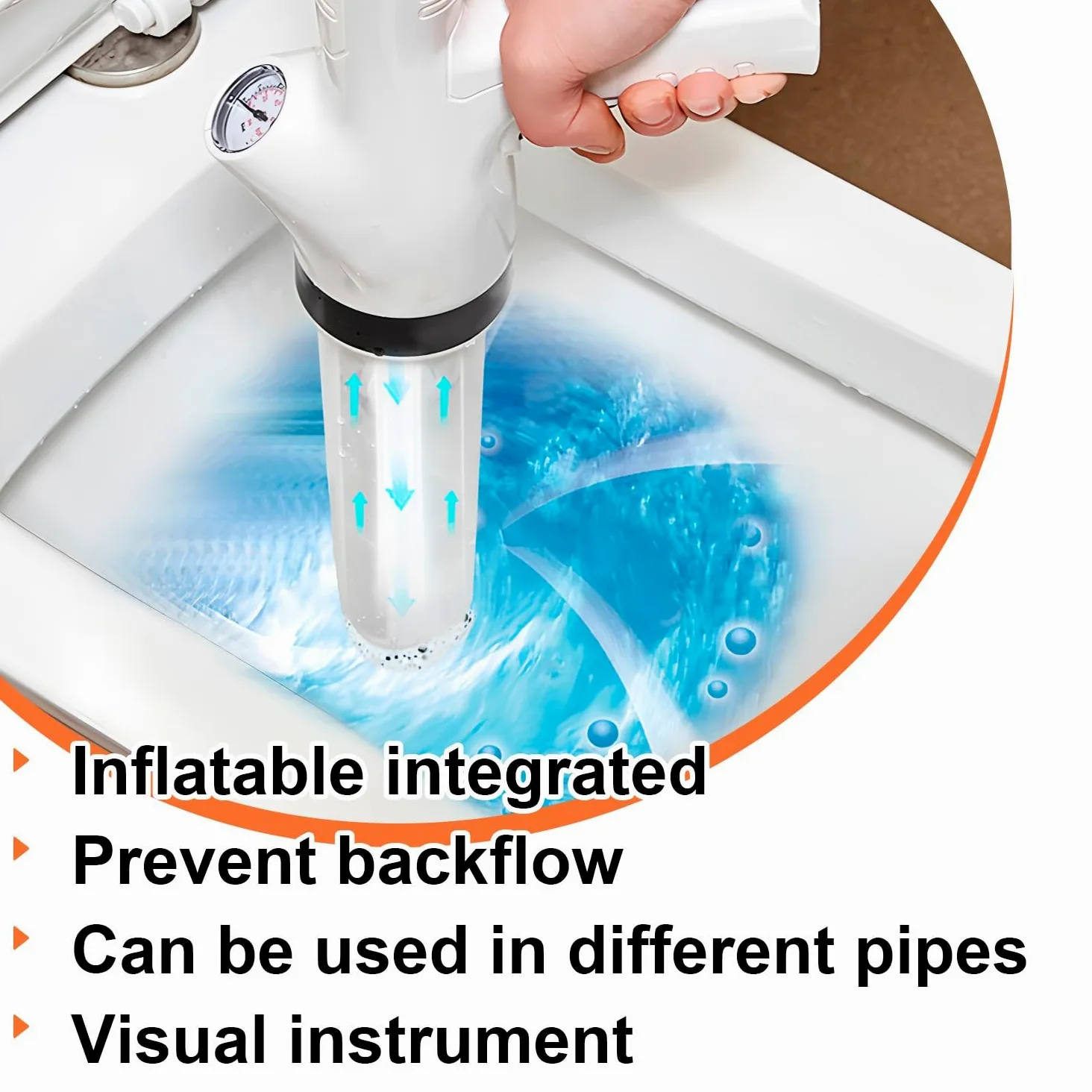 Desatascador WC a Presion con Manometro Visivo, Desatascador Tuberias Profesional con 4 Ventose, Desatascador AIRE Comprimido, per WC, lavandino, Vasca da Bagno