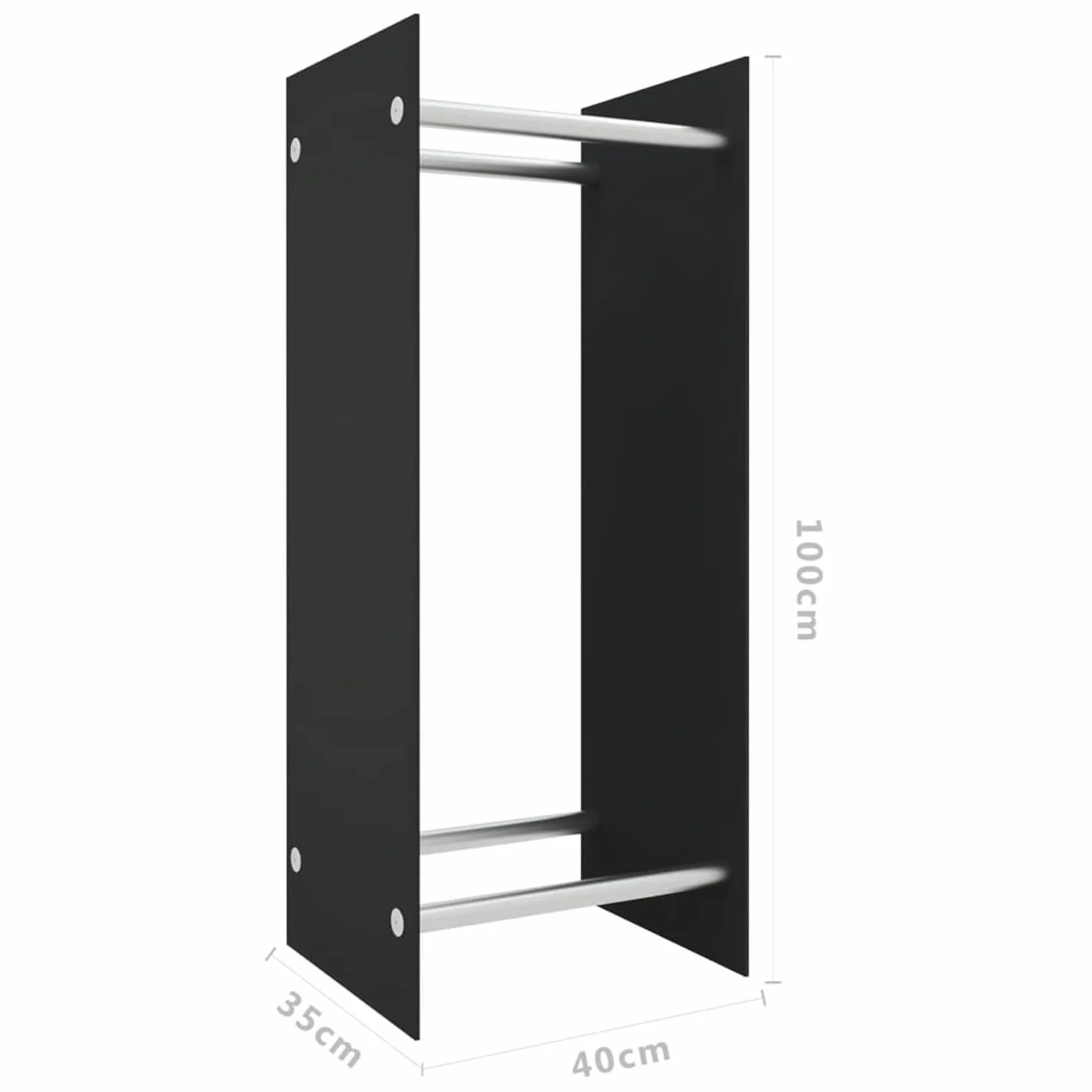 Homgoday Porta Legna Nero 40x35x100 cm in Vetro Temperato, Portalegna da Interno, Portalegna da Ardere, Porta Legna per Camino, Legnaia da Interno, Impilabile Stufa Ripiano Legno