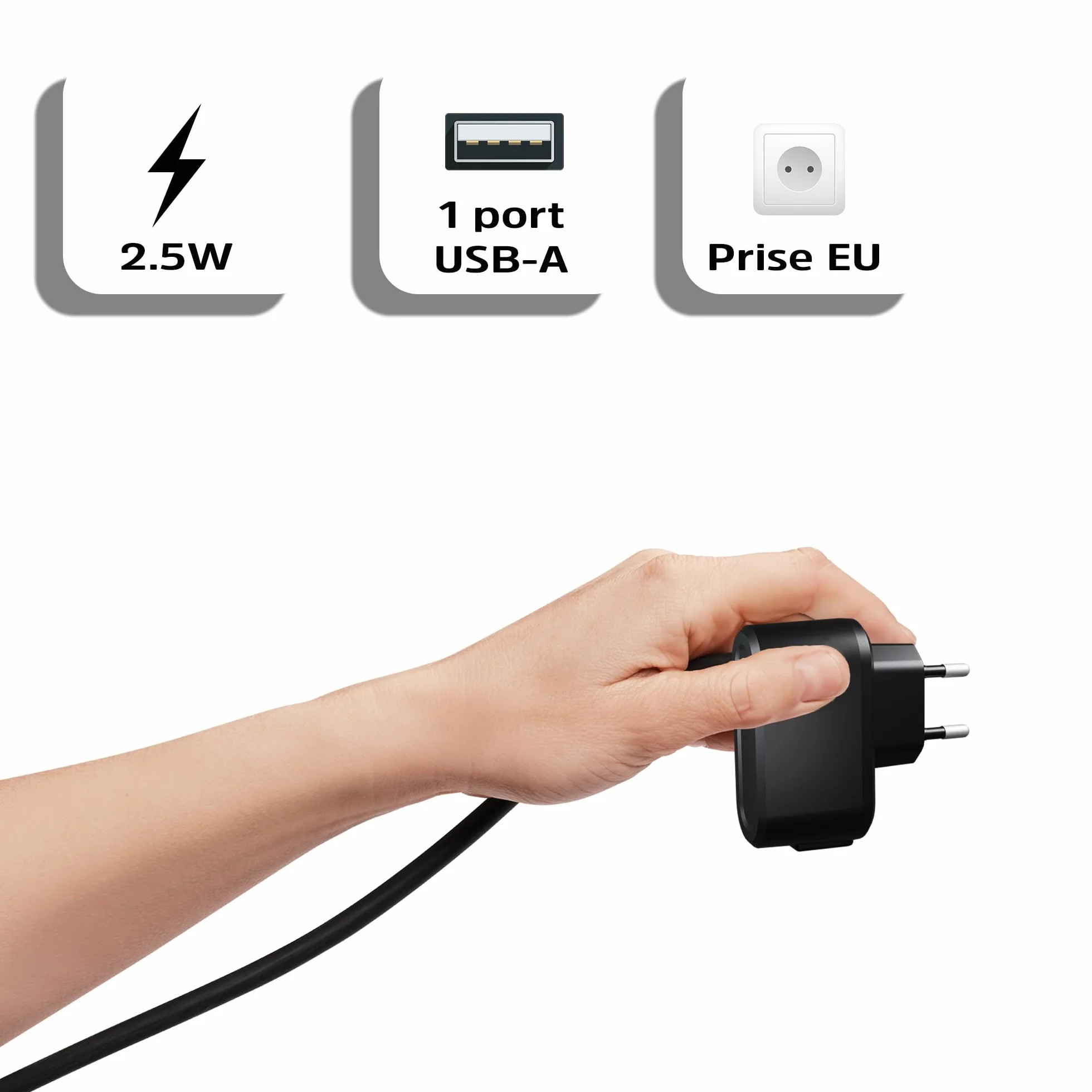 Energizer - Caricabatterie universale per telefono a chiave - 2,5 W - 1 porta USB-A - Nero - Spina EU