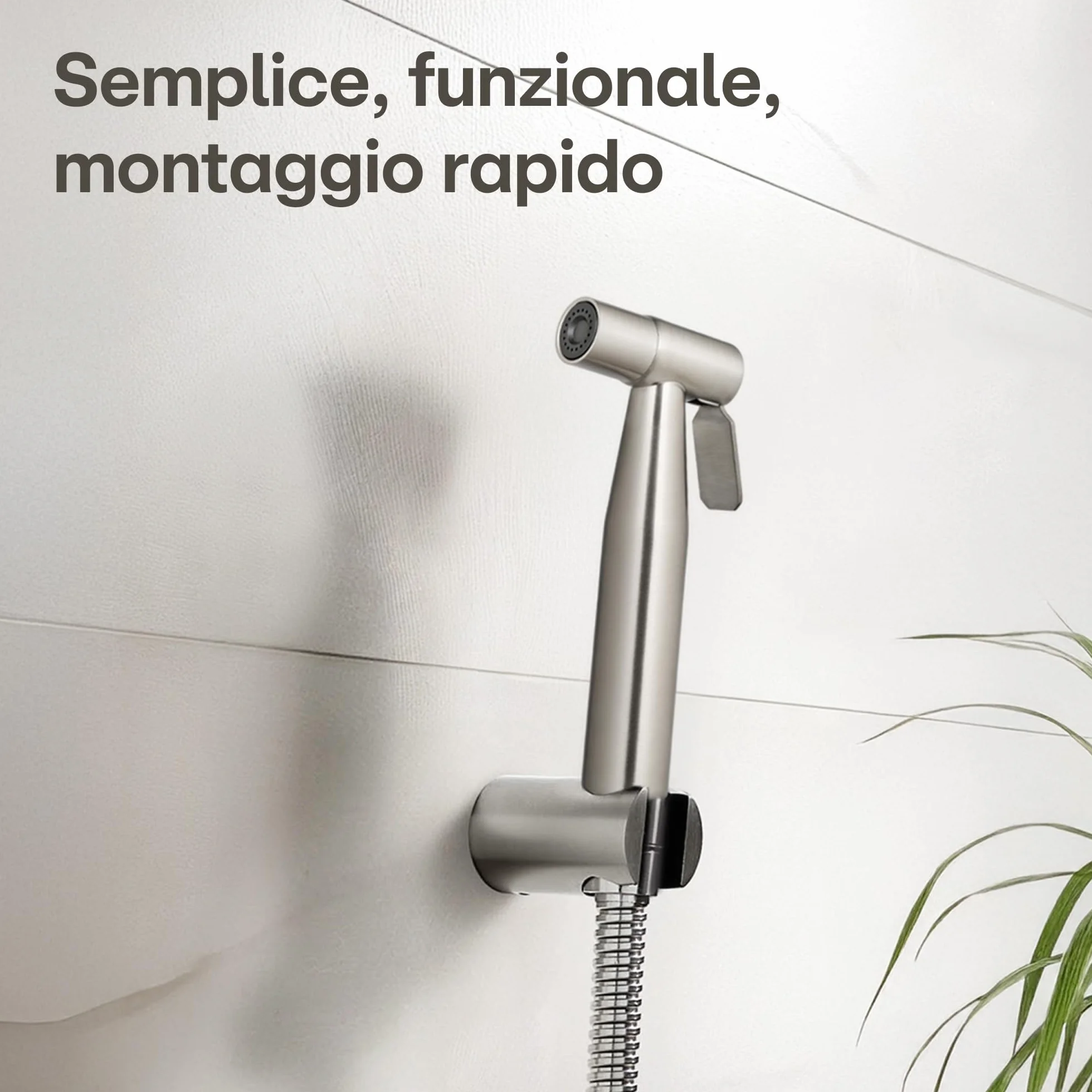 Bidet Spruzzatore con Doccetta e Supporto in Acciaio Inox per WC e Lavabo