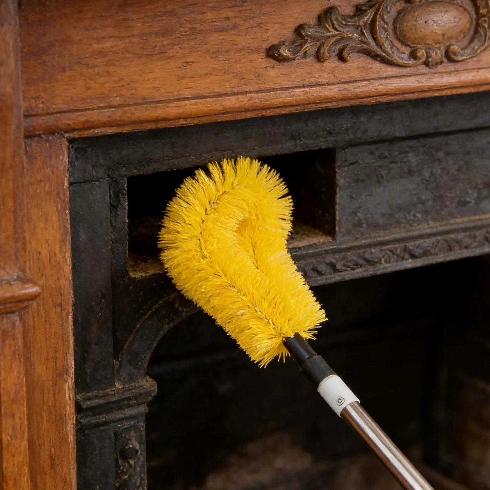 BESTYASH Spazzola per Pulizia Stufa Professionale Aste Modulari in Acciaio Inossidabile e Plastico, Accessorio Giallo per Manutenzione Stufa e Pulizia Casa