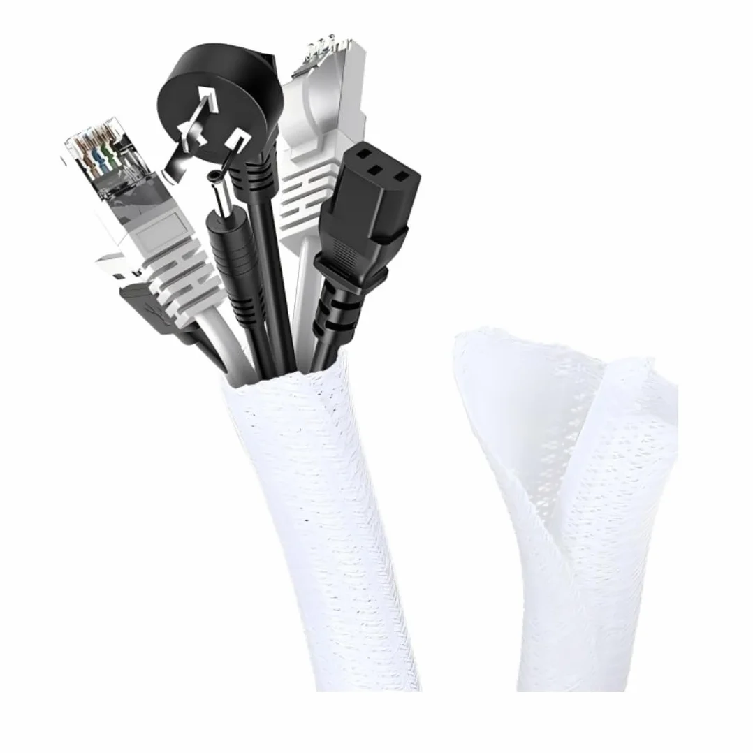 Cozary Guaina Nascondi Cavi Φ13-20mm Flessibile Self-closing Raccogli Cavi Tagliabile Proteggi cane gatto cordoni masticare Bianco 3m