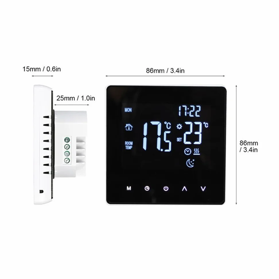 Termostato WiFi, Termostato Termostato Intelligente Programmabile, Termostato Smart per Caldaia, Compatibile con Alexa e Google Home, Nero
