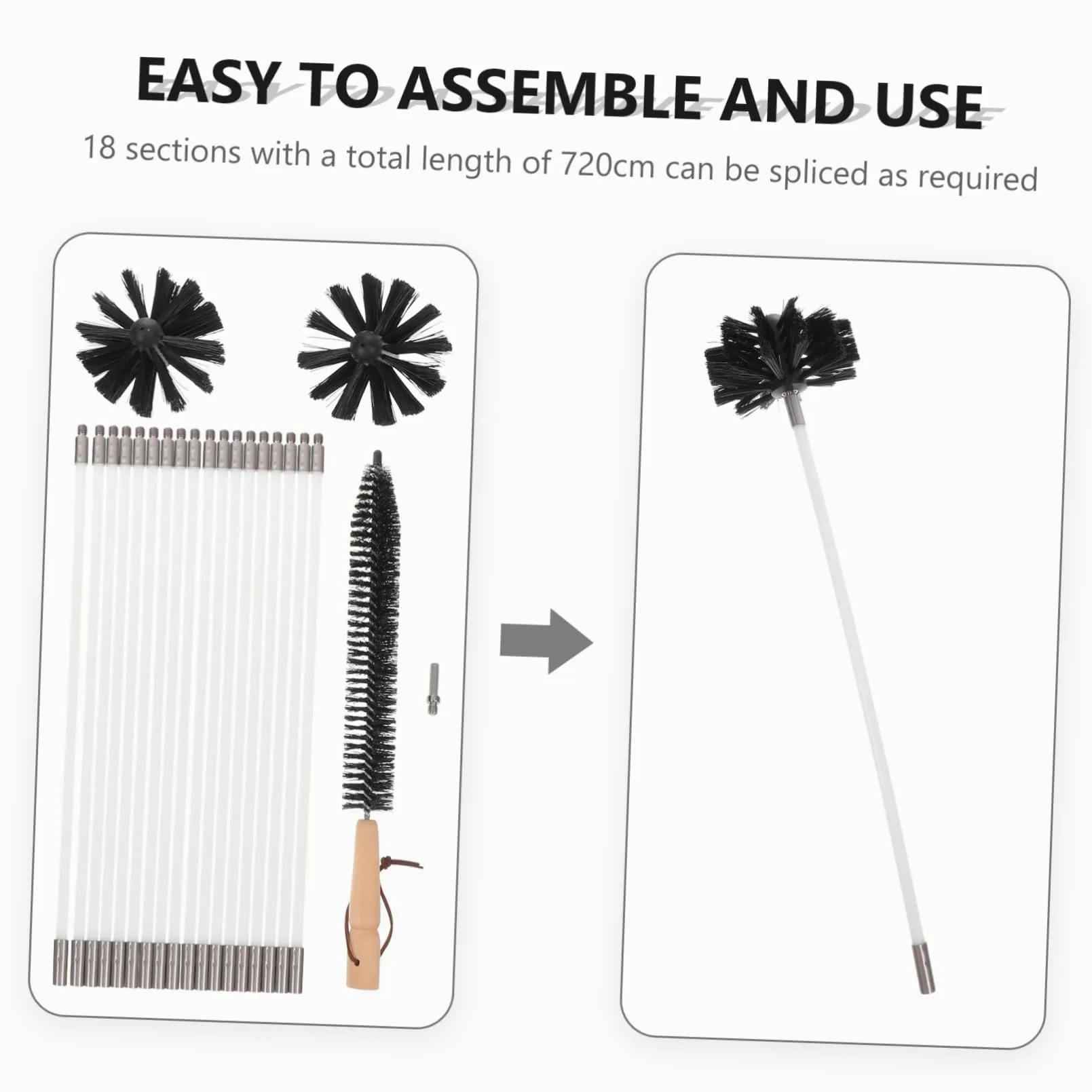 MAGICLULU Kit Scovolino Canne Fumarie e Asciugatrice, Spazzola in Nailon Aste Flessibili e Connessione Filettata per Pulizia Interna,