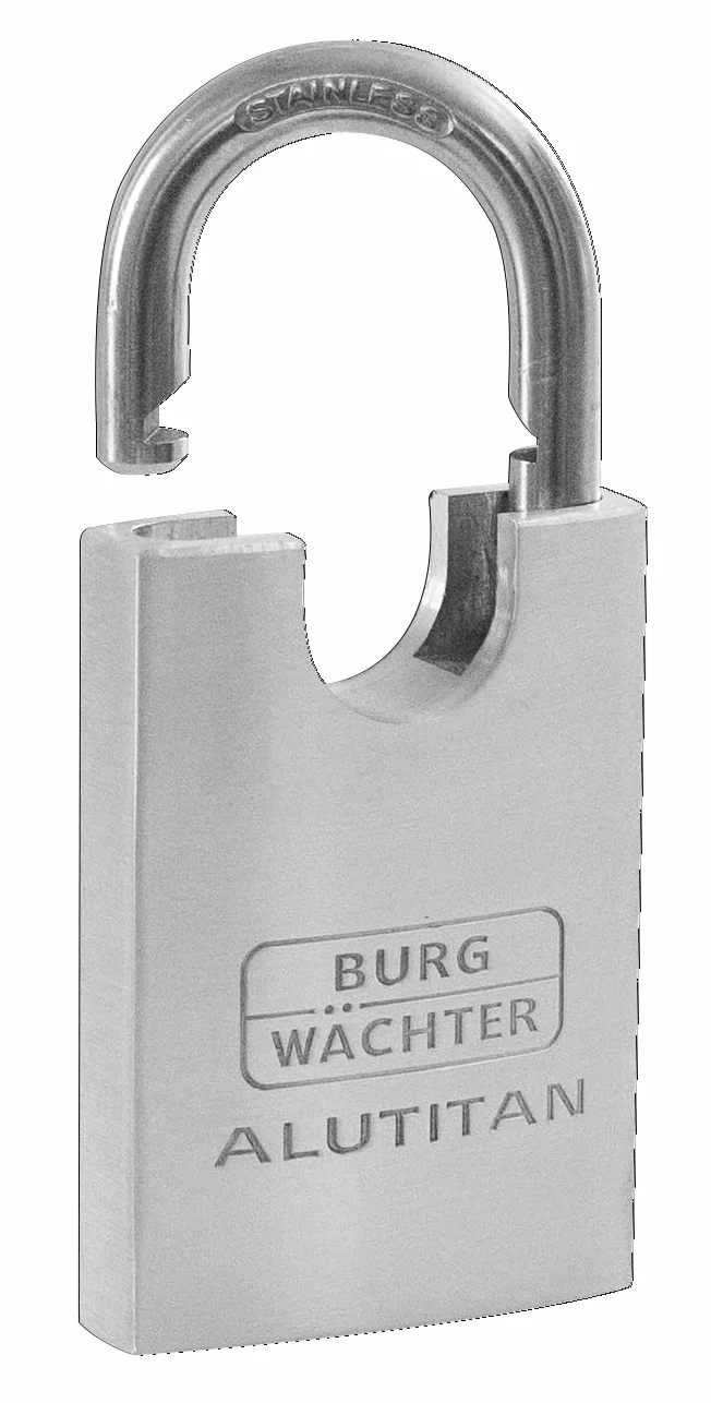 BURG-WÄCHTER Lucchetto, 2 Chiavi, Spess. Arco 8 mm, Corpo in Alluminio Massiccio, Meccanismo Interno Antiruggine, Doppia Chiusura, Alutitan 770 CS 50