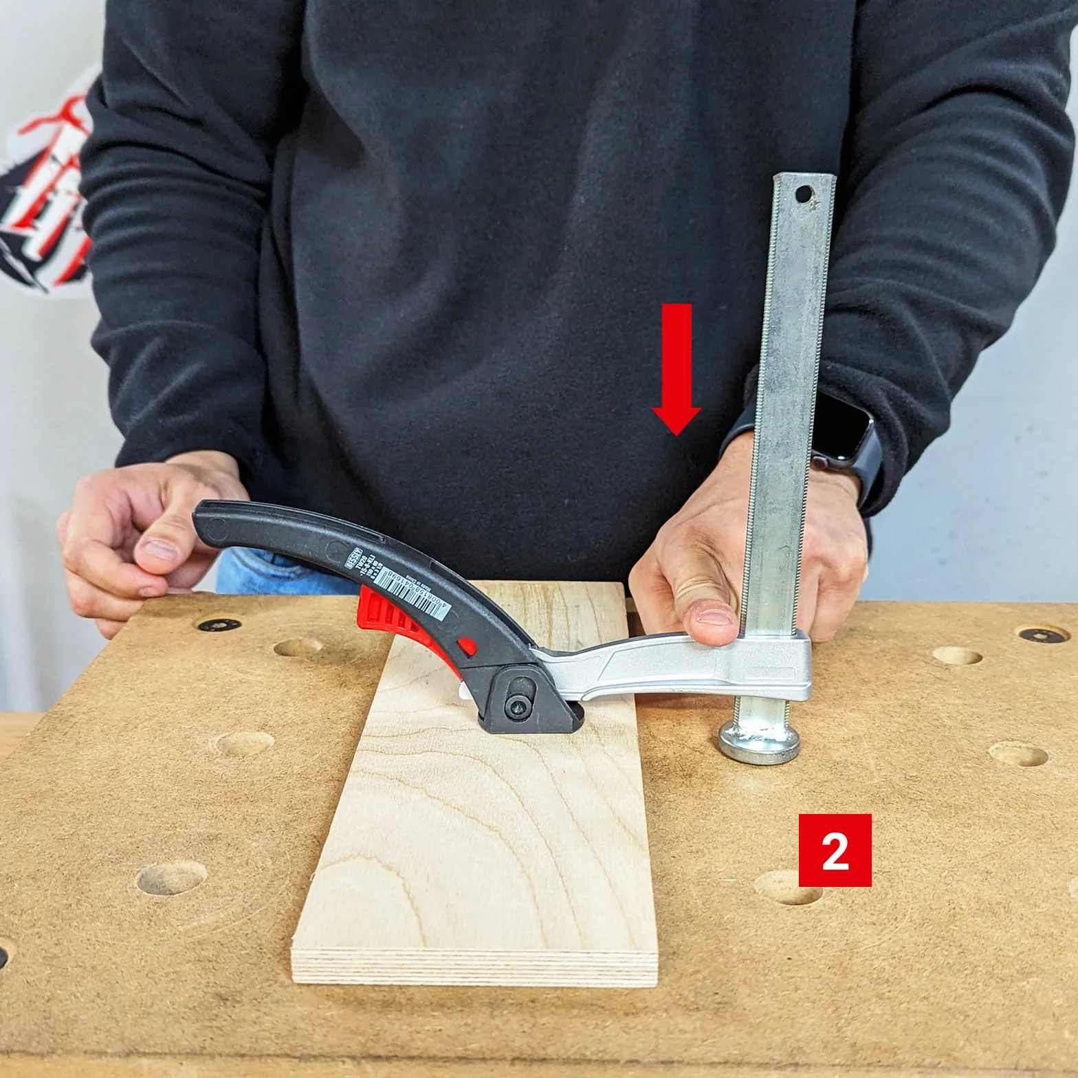 BESSEY Elemento di serraggio per tavoli multifunzionali TW20-15-8KLI-SET, braccio scorrevole in magnesio leggero, serraggio rapido antivibrazioni, 0,62 kg