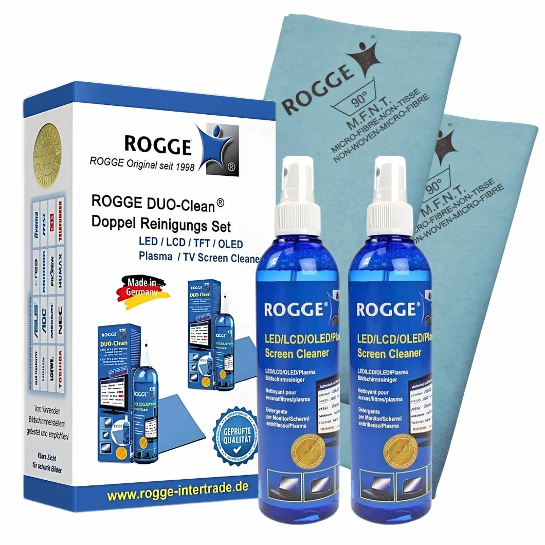 ROGGE DUO-Clean Original. LCD, TFT, LED TV Touch Screen + Plasma Cleaner incl. Microfiber Wipes 38x40cm.The Original since 1998.