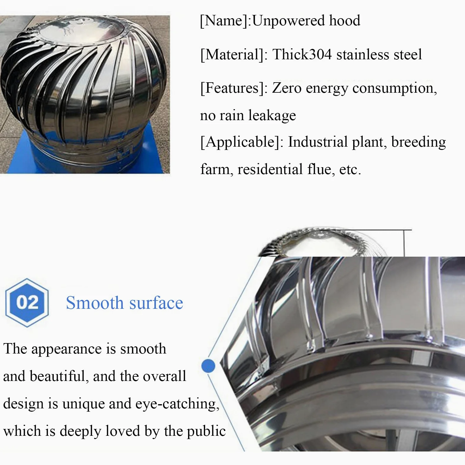 Comignolo in Acciaio Inox con Parte Superiore Girevole per Il Risparmio energetico - Resistente agli Agenti atmosferici, Facile da installare, Ideale per Proprietari di c