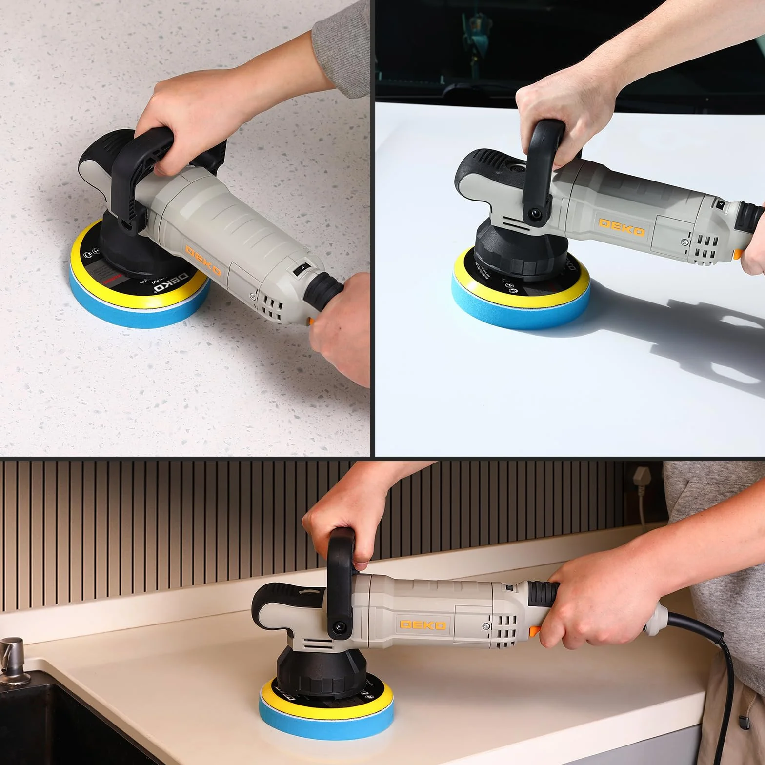 DEKOPRO 800W Lucidatrice Orbitale Elettrica 150mm 6 Velocità 1800-5500RPM 9mm per Auto