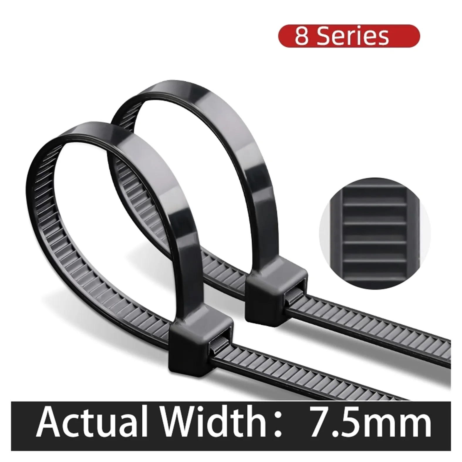 Fascette in nylon for cavi, fili in plastica, cinghia fissa, bianco/nero, autobloccanti, resistenti alla trazione(8x400 Black)