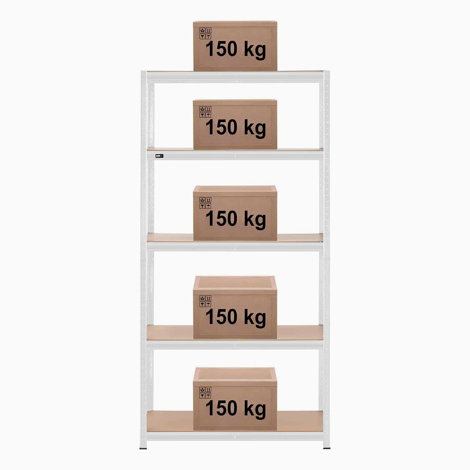 Helloshop26 Scaffale carico pesante, 100 x 60 x 197 cm, supporta 5 x 150 kg, robusto garage officina attrezzi grigio 14_0005173