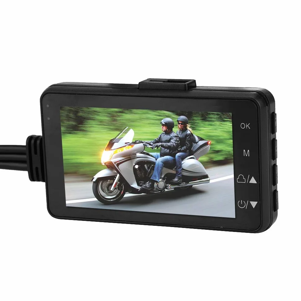 Akozon pollici HD 1080P Registratore per moto di telecamere di registrazione per motocicletta Fotocamera per soffiaggio a specchio Impermeabile 120 ° Grandangolare Dual