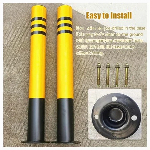 Generico Confezione da 4 paletti di delimitazione Stradale Riflettenti - Dissuasori in Acciaio Resistenti da 110 cm per prevenire ostruzioni di parcheggi e Passi carrabili - Soluzioni di Sicurezza st