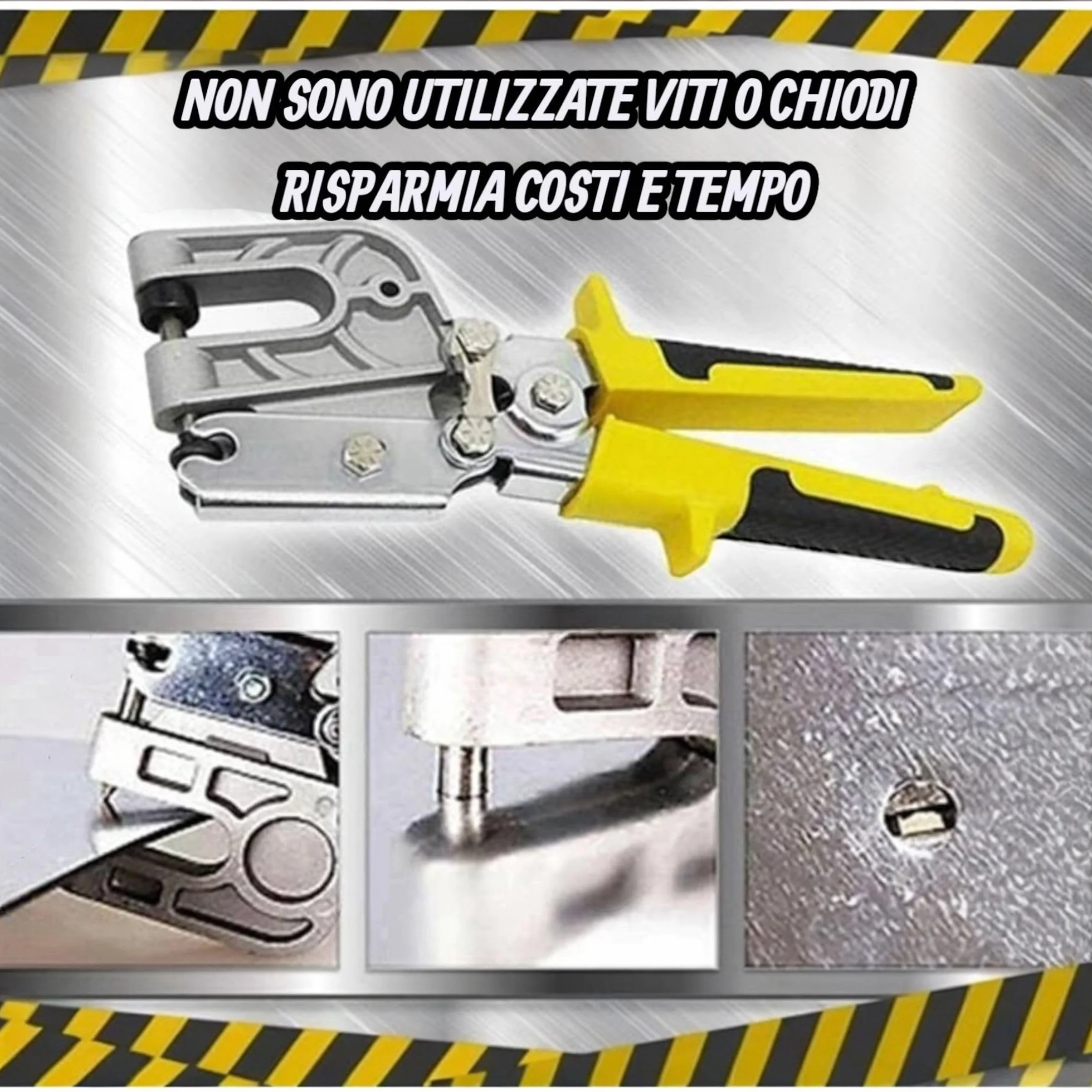 Pinza Crimpatrice per Cartongesso Professionale Unisce Profili C e U Senza Viti Acciaio Manico Ergonomico Antiscivolo