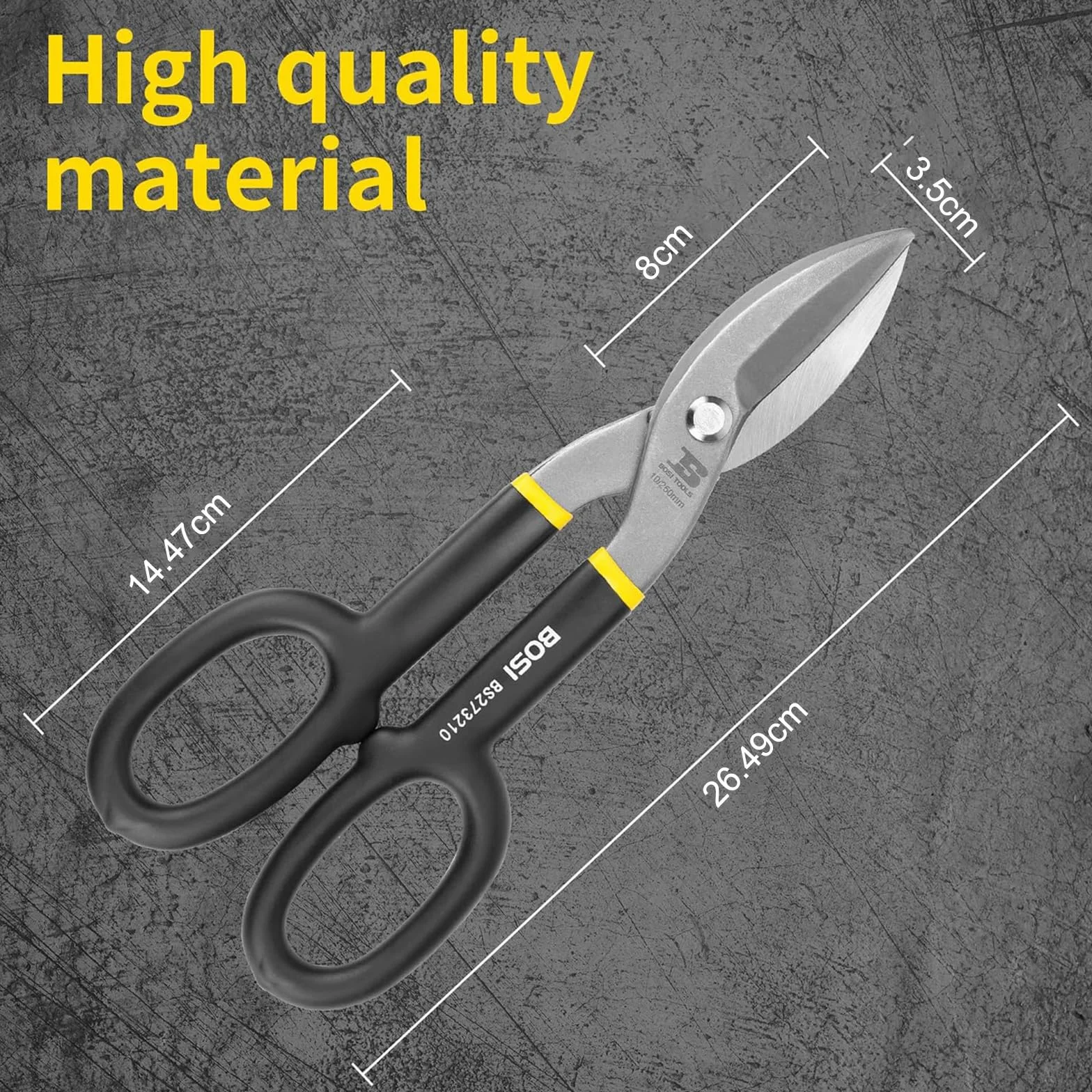 BOSI TOOLS Taglio Dritt 250 mm Forbici da Lattoniere per Lamiera acciaio al carbonio forgiato