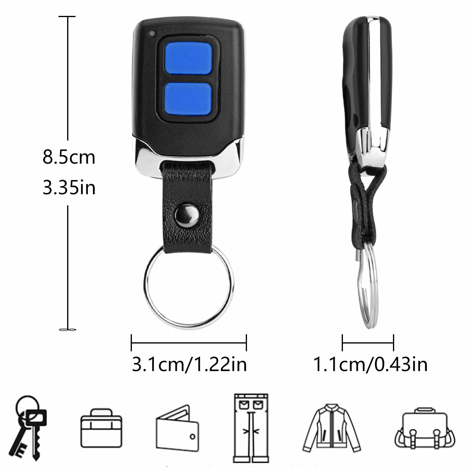 DDcafor Confezione da 2 telecomandi per Hörmann HSE2-868 HSM4-868 HS4-868 HS(M) 2/4, ricambio per Hörmann Blue Button 868,3 MHz telecomando, apriporta garage, mini telecomando portatile