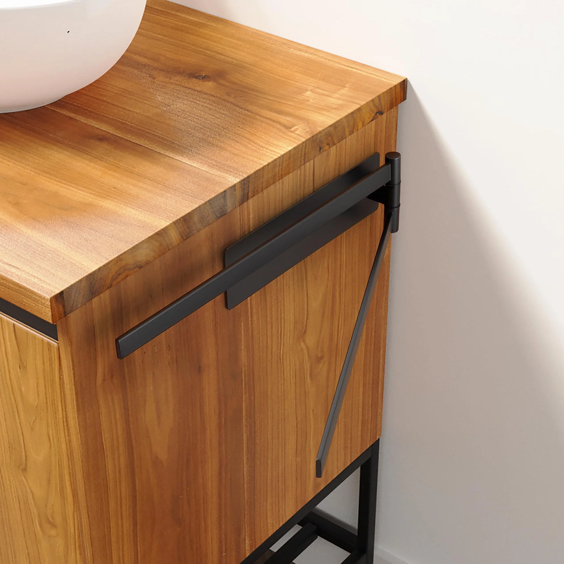 Porta Asciugamani Bagno Adesivo Girevole 180° Acciaio SUS304 Nero 39cm
