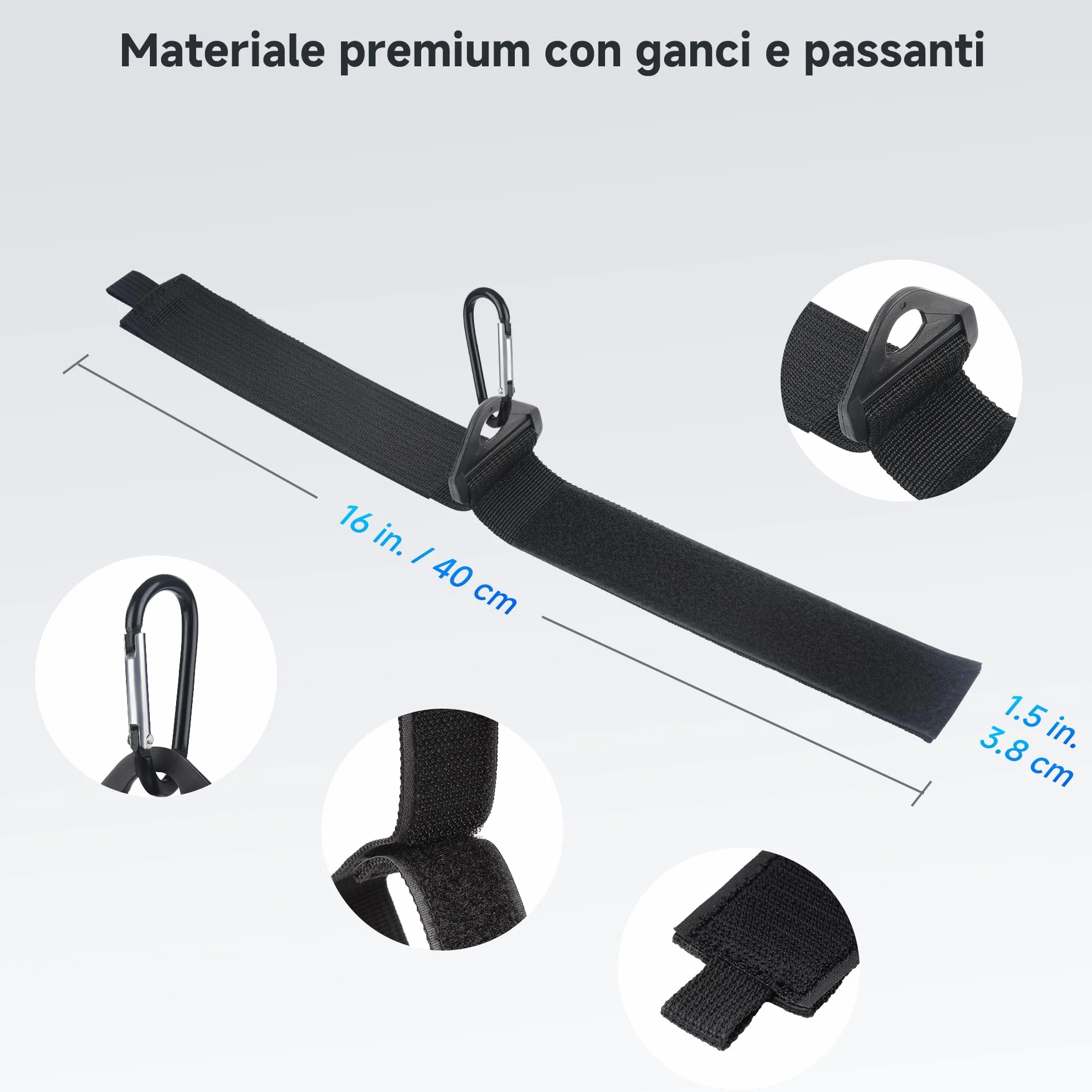 Cable Matters 5 cinghie organizzatrici per cavi di prolunga con fibbia in metallo 36 kg 40 x 3,8 cm