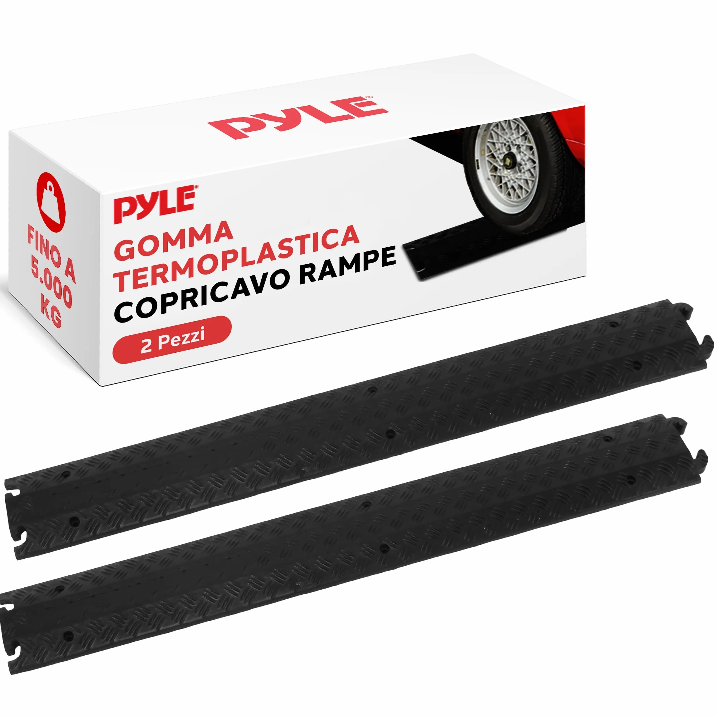 Pyle Rampa Auto 203 cm Gomma Canalina Passacavi Calpestabile 1 Canale Set 2