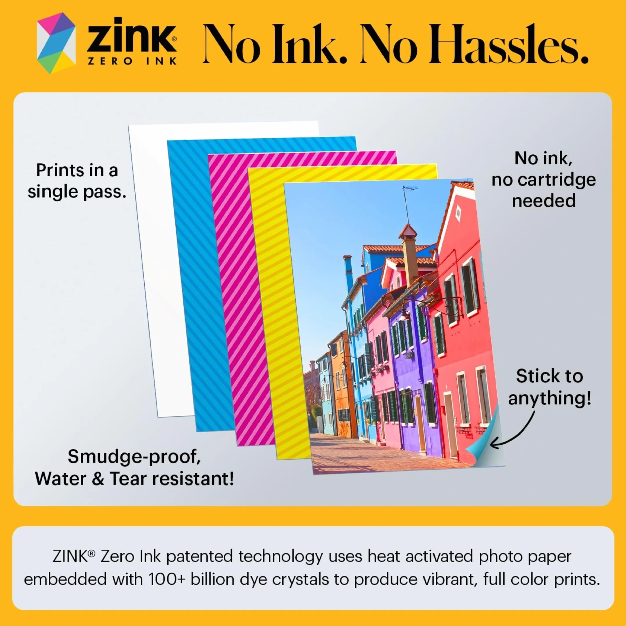 KODAK Printomatic+ Fotocamera Digitale Istantanea 10MP con LED RGB, stampa foto a colori su carta Zink 2x3” – Gialla