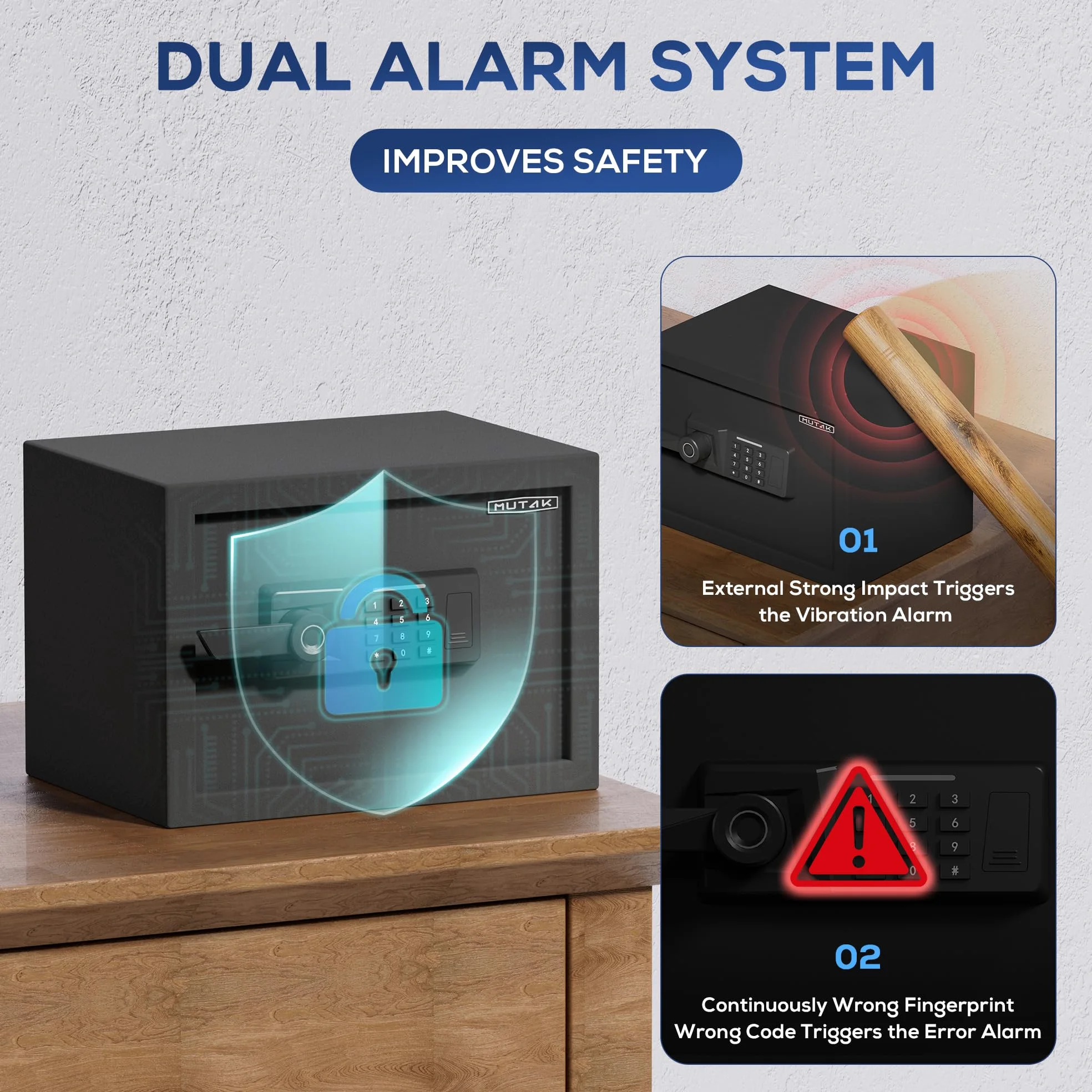 Smart Home Safe 1.0 Cub - Cassetta di sicurezza biometrica ad accesso rapido con maniglia di riconoscimento delle impronte digitali, chiavi, tastiera digitale e porta di tipo C, dotata di borsa