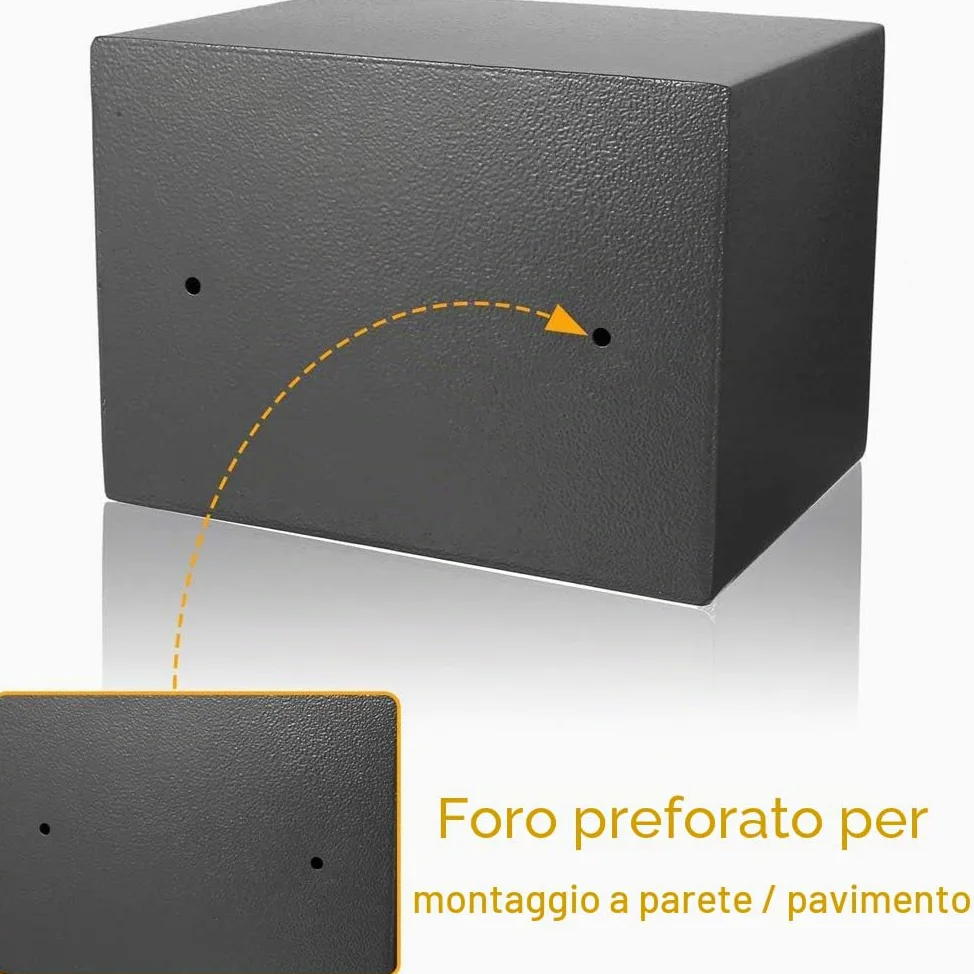 Cassaforte Elettronica con Tastiera Digitale e 2 Chiavi, Cassetta di Sicurezza a 8,5L per Home Office, Costruzione in Acciaio, Cassaforte a Muro Protezione di Denaro, Gioielli, 31x20x20cm, Grigio