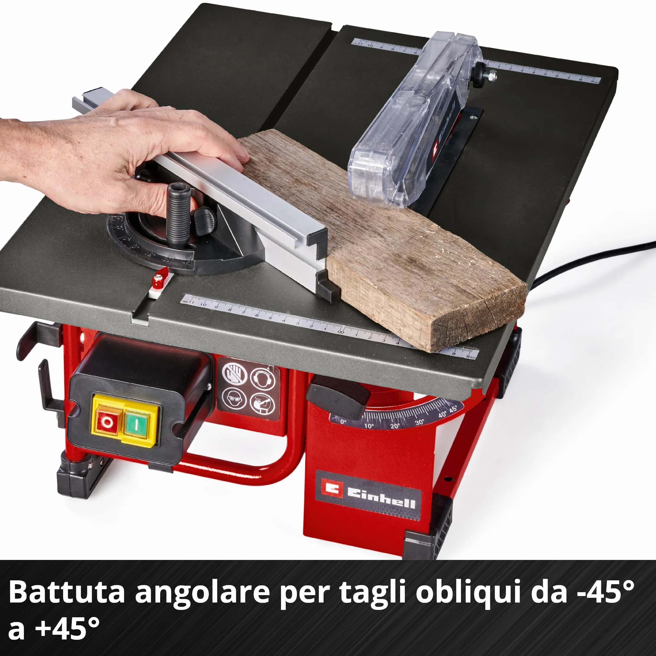 Sega circolare da banco Einhell TC-TS 8 I (800 Watt, altezza di taglio 45 mm, lama Ø 200 mm, guida angolare, battuta parallela, attacco di aspirazione, incl. lama HW/TCT)