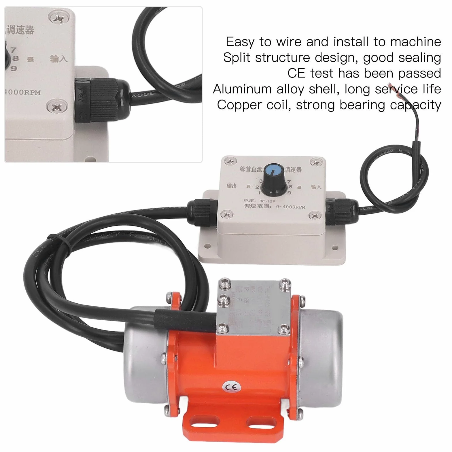 Vibratore per Calcestruzzo 30W 4000 Giri/min IP65 Impermeabile DC12V