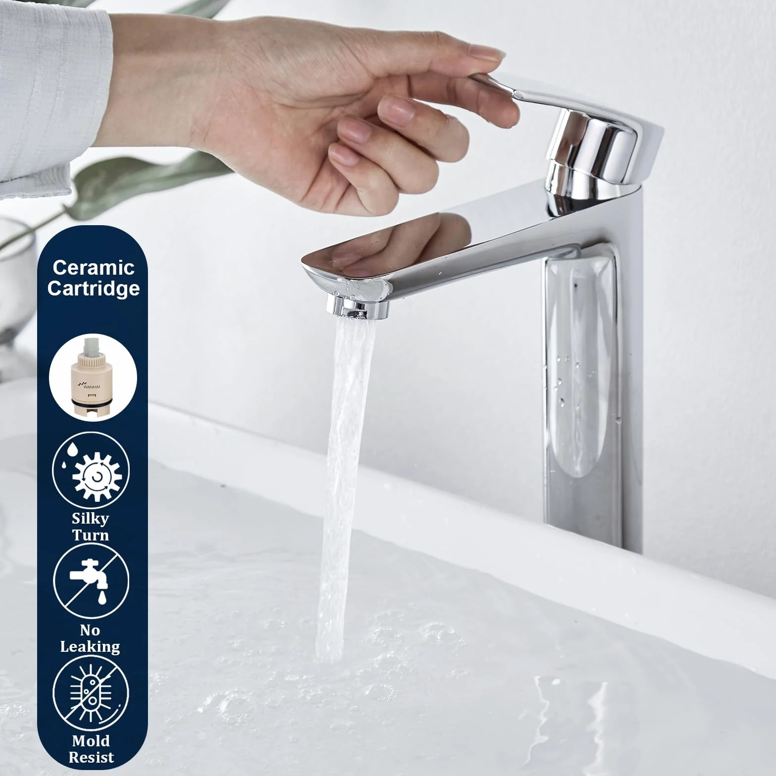 922L - Rubinetti miscelatore per lavabo, monoblocco moderno, in ottone cromato