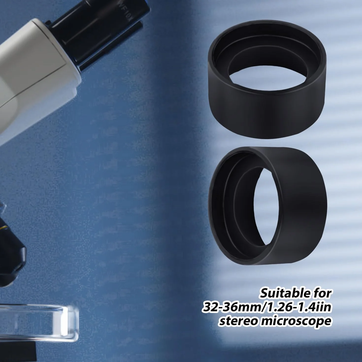 2 Pezzi Copertura Oculare per Ottiche, Tappi di Protezione per Oculari Binoculari in Gomma Tappi di Protezione per Oculari Tappi di Ricambio per Microscopi Stereo ad Angolo Piatto da 32-36 mm (Nero)