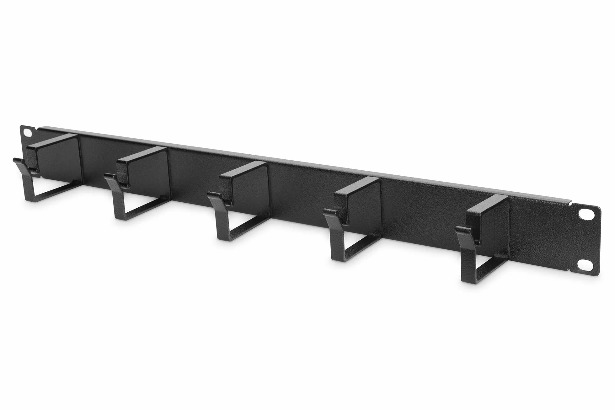 Digitus Pannello ponticello cavi - 1U - 5 staffe di guida 40 x 60 mm - 19 pollici - armadio di rete - cavo patch - nero, Cavo pannello di gestione 1U - 5 anelli di cavi